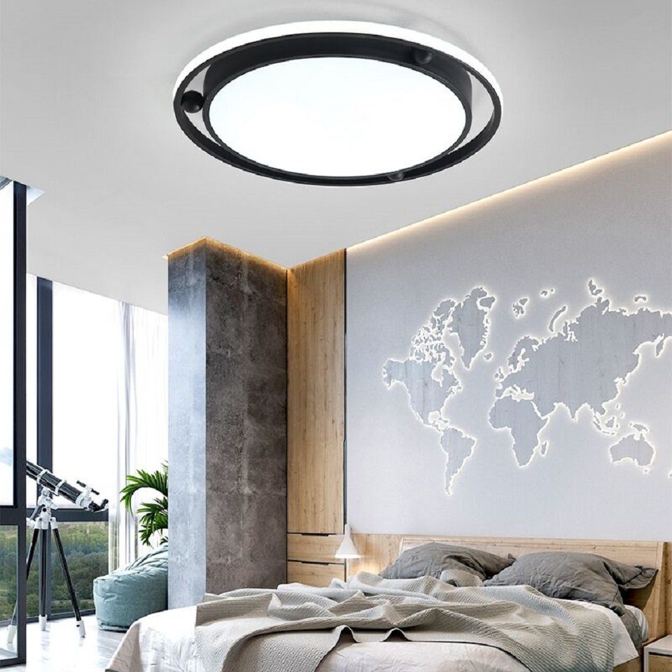 Daskoo Deckenleuchten 38W Modern LED Deckenlampe mit Fernbedienung Dimmbar Schlafzimmer, LED fest integriert, Warmweiß/Neutralweiß/Kaltweiß, LED Deckenleuchte stufenlos dimmbar Schwarz