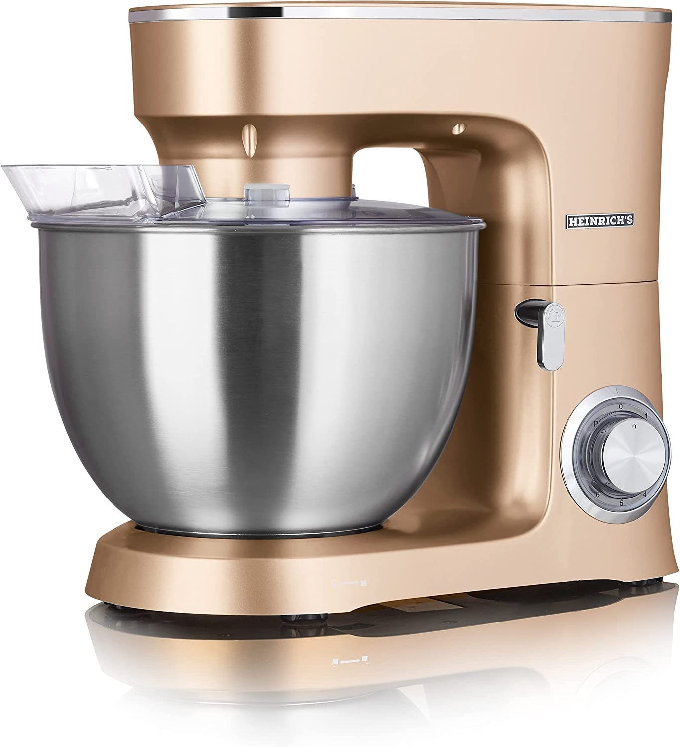 Heinrich´s Küchenmaschine, 1500 W, 8,00 l Schüssel, Teigmaschine Knetmaschine Rühren/Kneten 3 Aufsätze Pulse Funktion