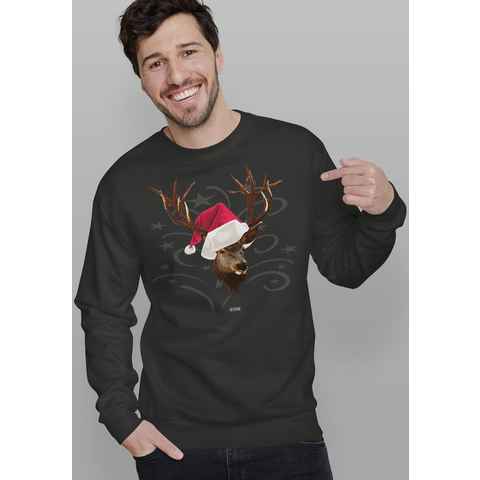 Art & Detail Shirt Weihnachtssweatshirt Weihnachten Santa Hirsch mit Weihnachtsmütze