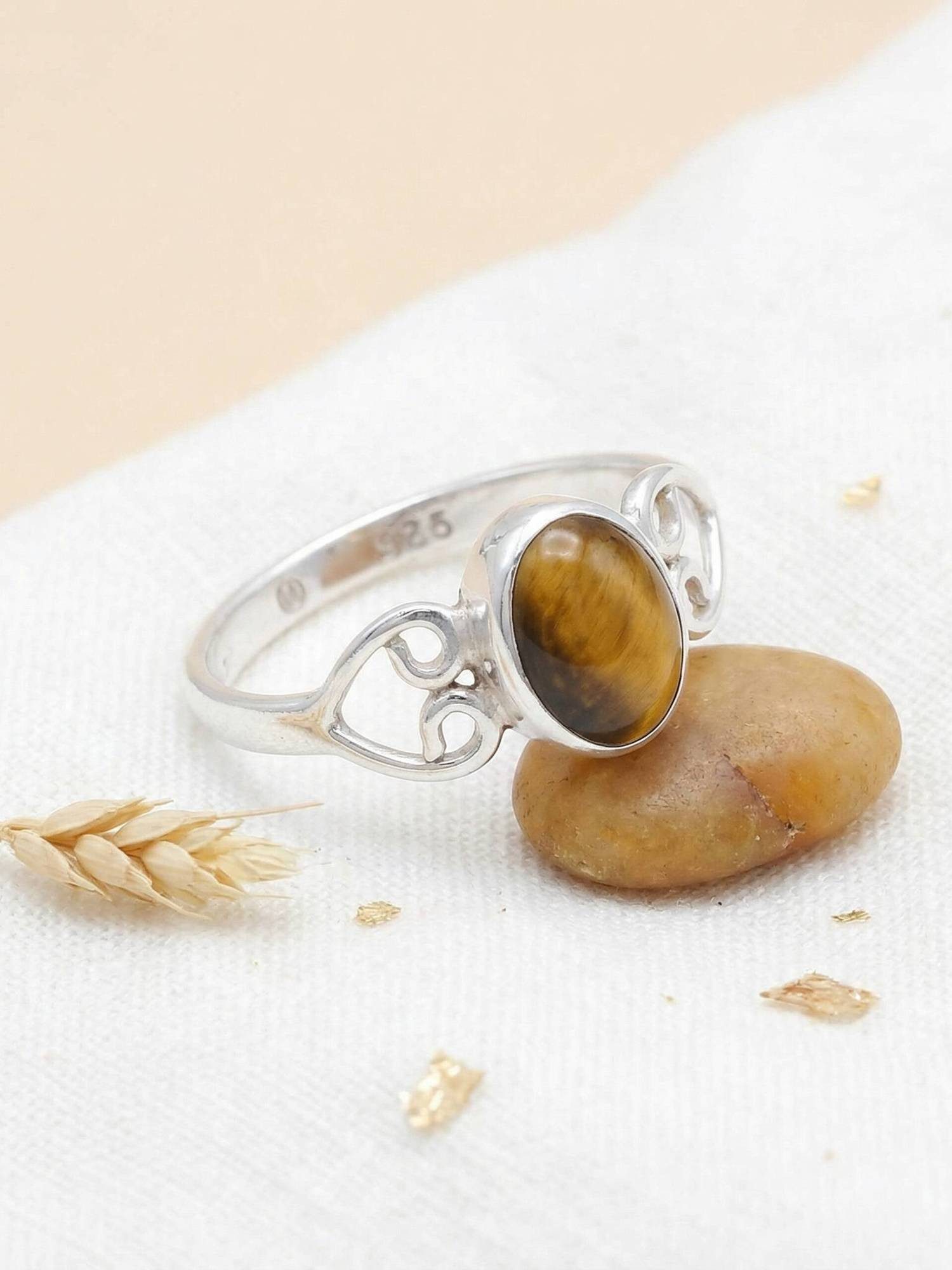 mantraroma Silberring ORITI aus 925 Silber mit Tigerauge (Ring mit Schmuckb günstig online kaufen