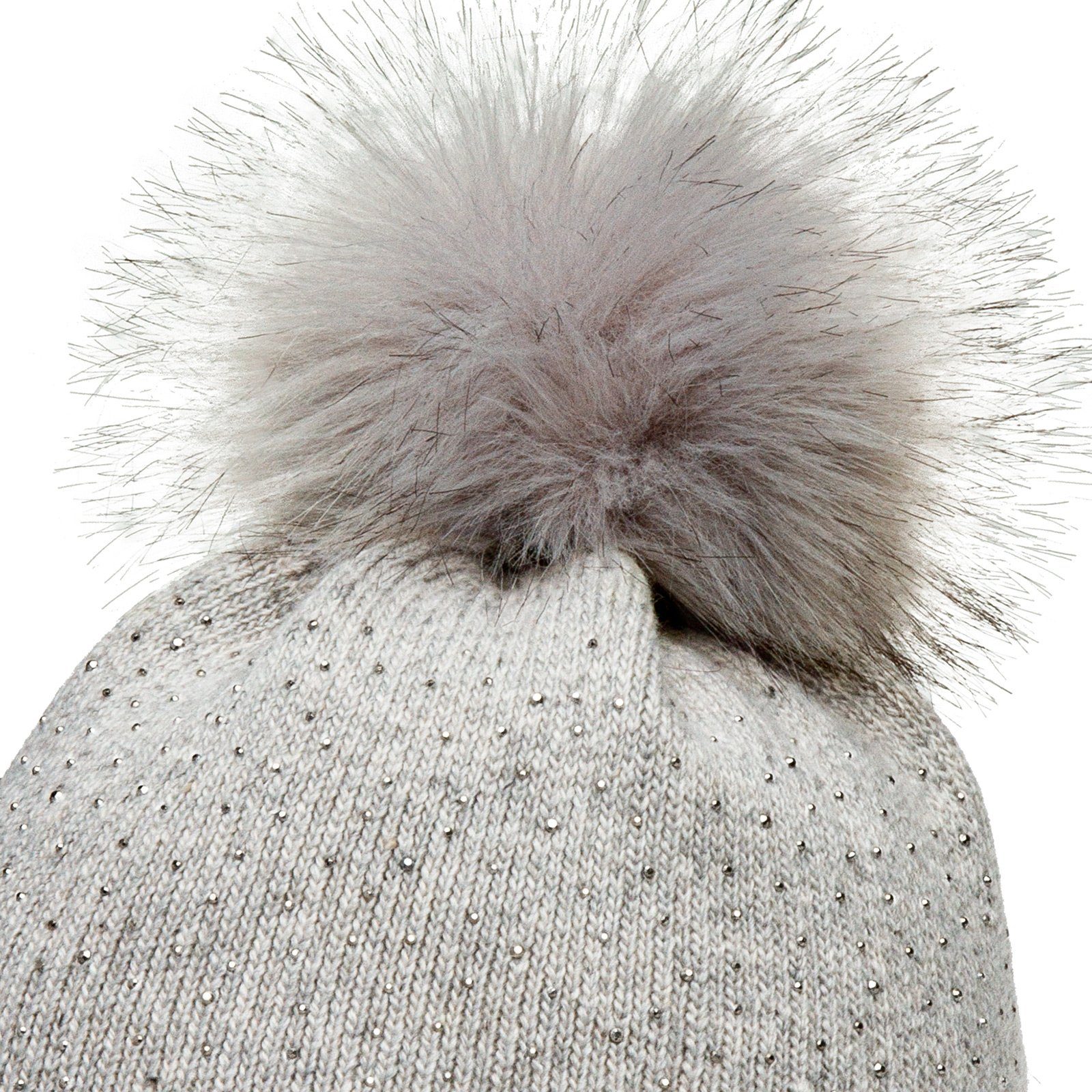 Caspar Bommelmütze MU191 Damen Fein Strick Winter Mütze mit Fellbommel und günstig online kaufen