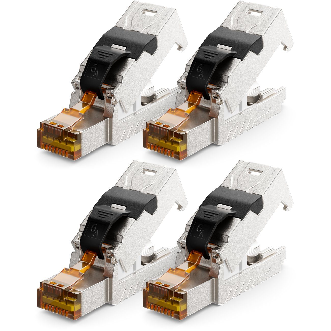 deleyCON deleyCON 4x CAT 6a Netzwerkstecker Werkzeuglos Netzwerkkabel Netzwerk-Adapter