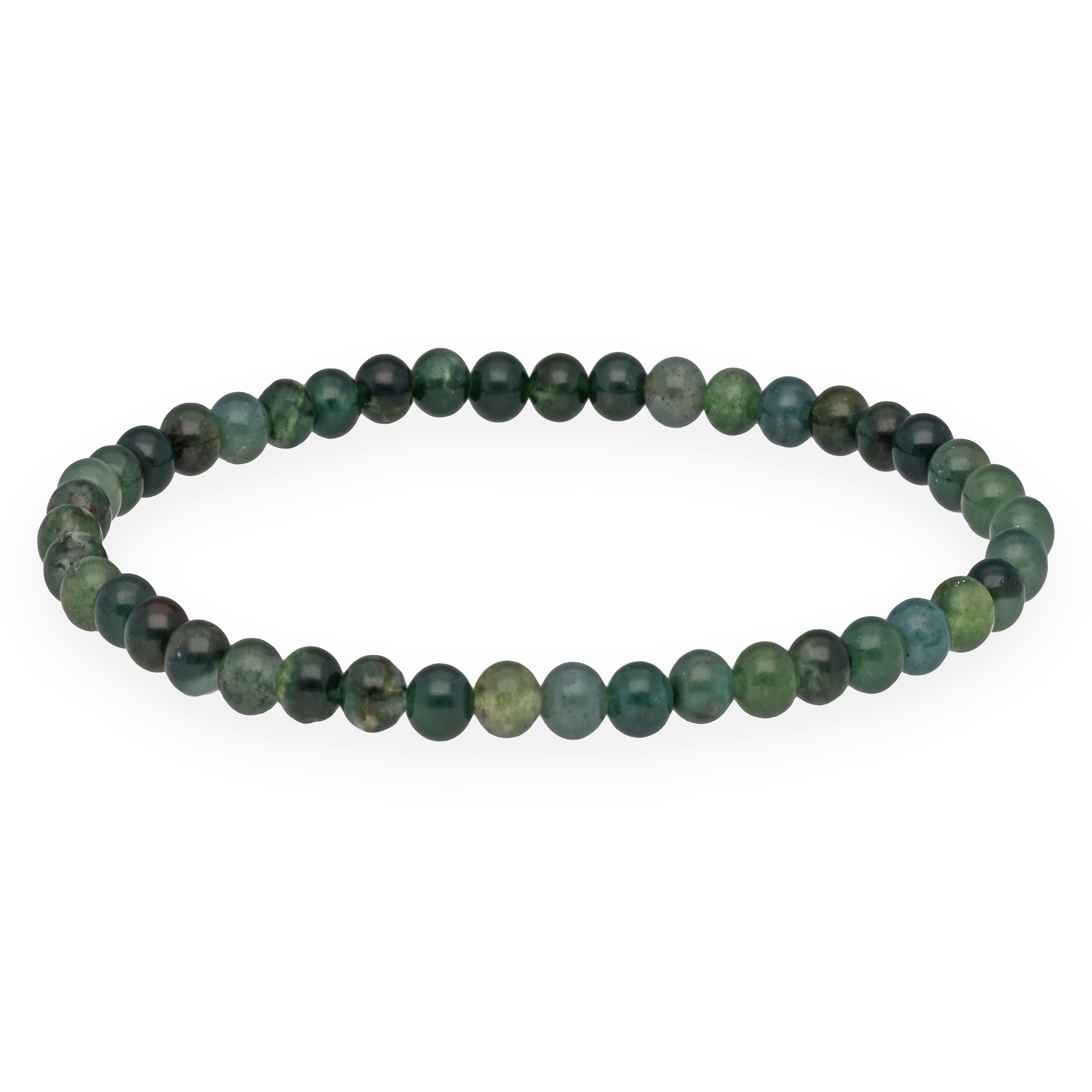 Lebensquelle Plus Armband Moosachat Mini-Kugelarmband, 4 mm