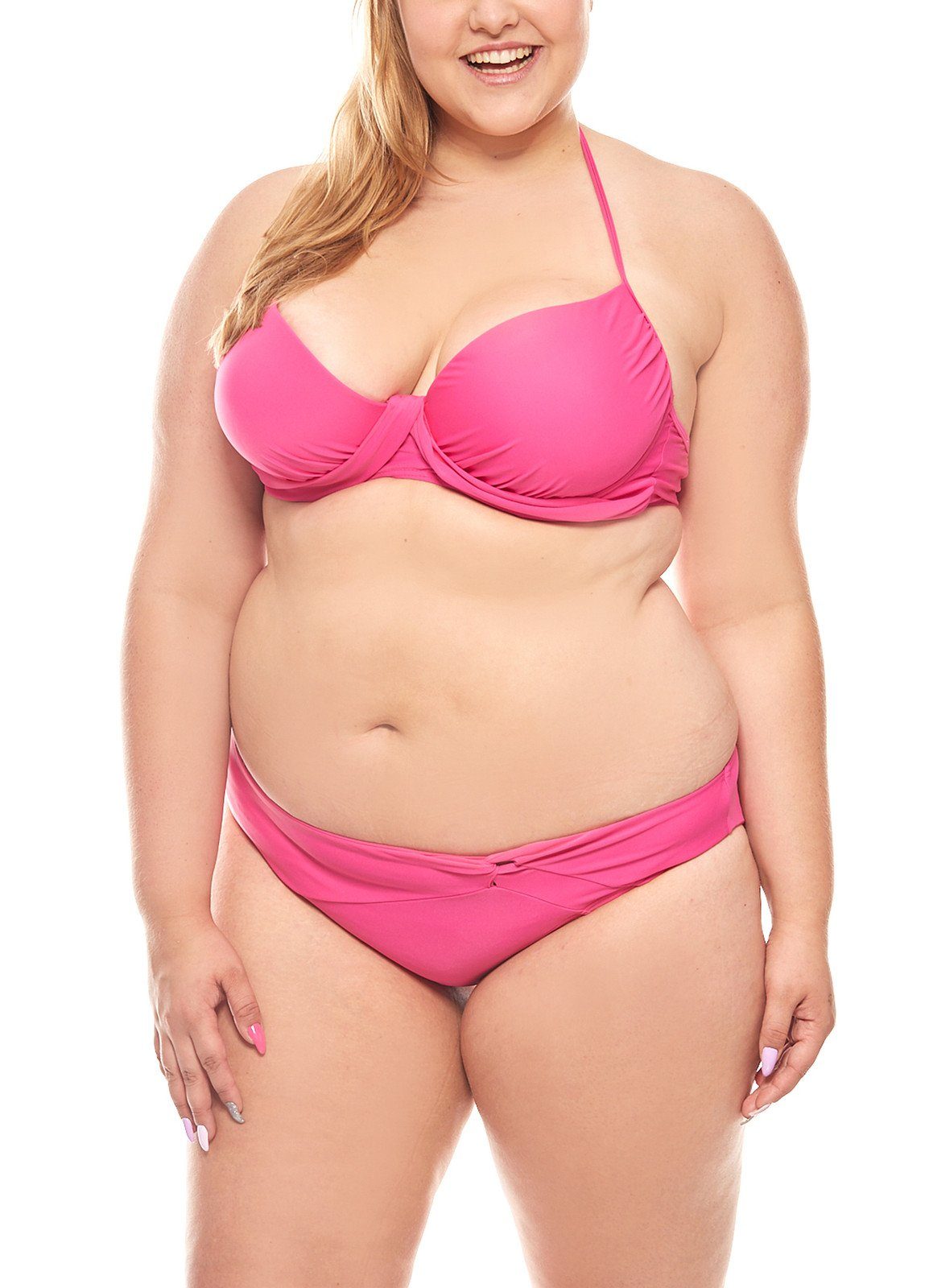 heine Bügel-Bikini heine ausgefallene Bademode Bademode Push-Up Neckholder Bikini  große Oberweite D-Cup Pink