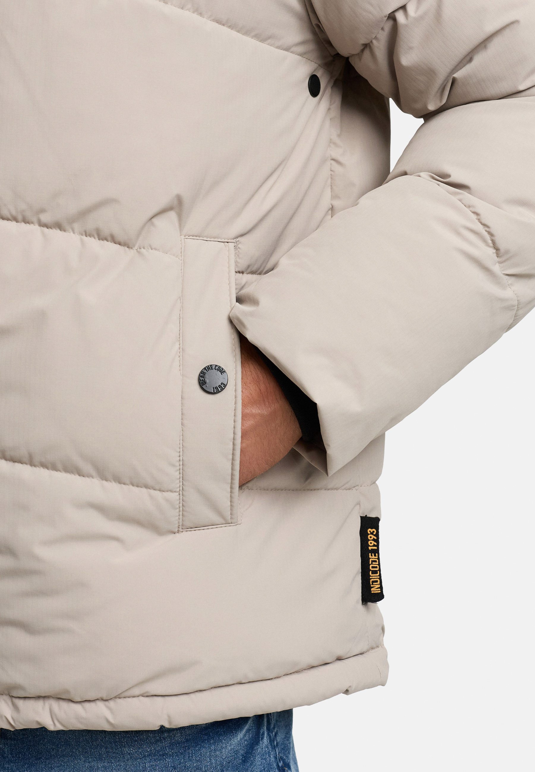 Indicode Winterjacke Herren INLaurits Jacket Herrenjacke Daunen-Optik mit Kapuze und sportiver Steppoptik