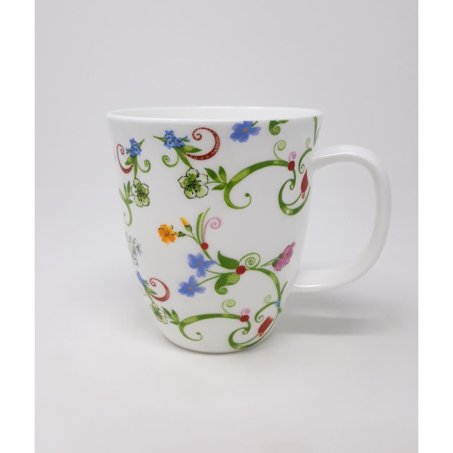 TeaLogic Tasse Blumenranken, Porzellan, Spülmaschinengeeignet, Weiß, Blumen, H: 11cm