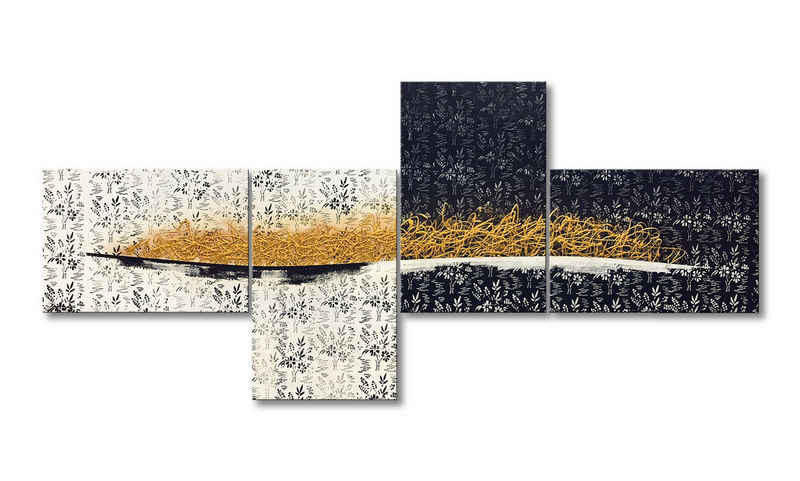 WandbilderXXL XXL-Wandbild Golden Flow 240 x 110 cm, Abstraktes Gemälde, handgemaltes Unikat