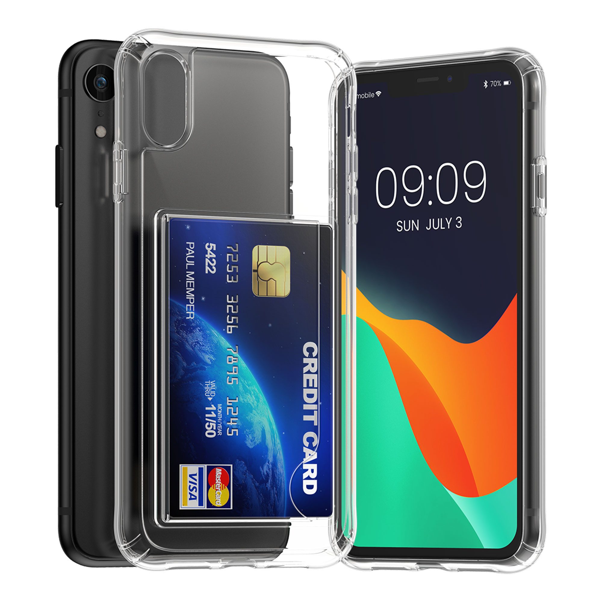 kwmobile Handyhülle Hülle für Apple iPhone XR Handyhülle, Kunststoff TPU Cover mit Kartenfach - Hartes Case - Schutzhülle