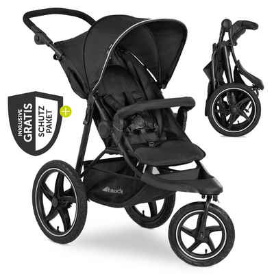 Hauck Kinder-Buggy Runner 2 - Black, (3-tlg), Sportwagen mit Liegeposition, Luftreifen, Regenschutz höhenverstellbar