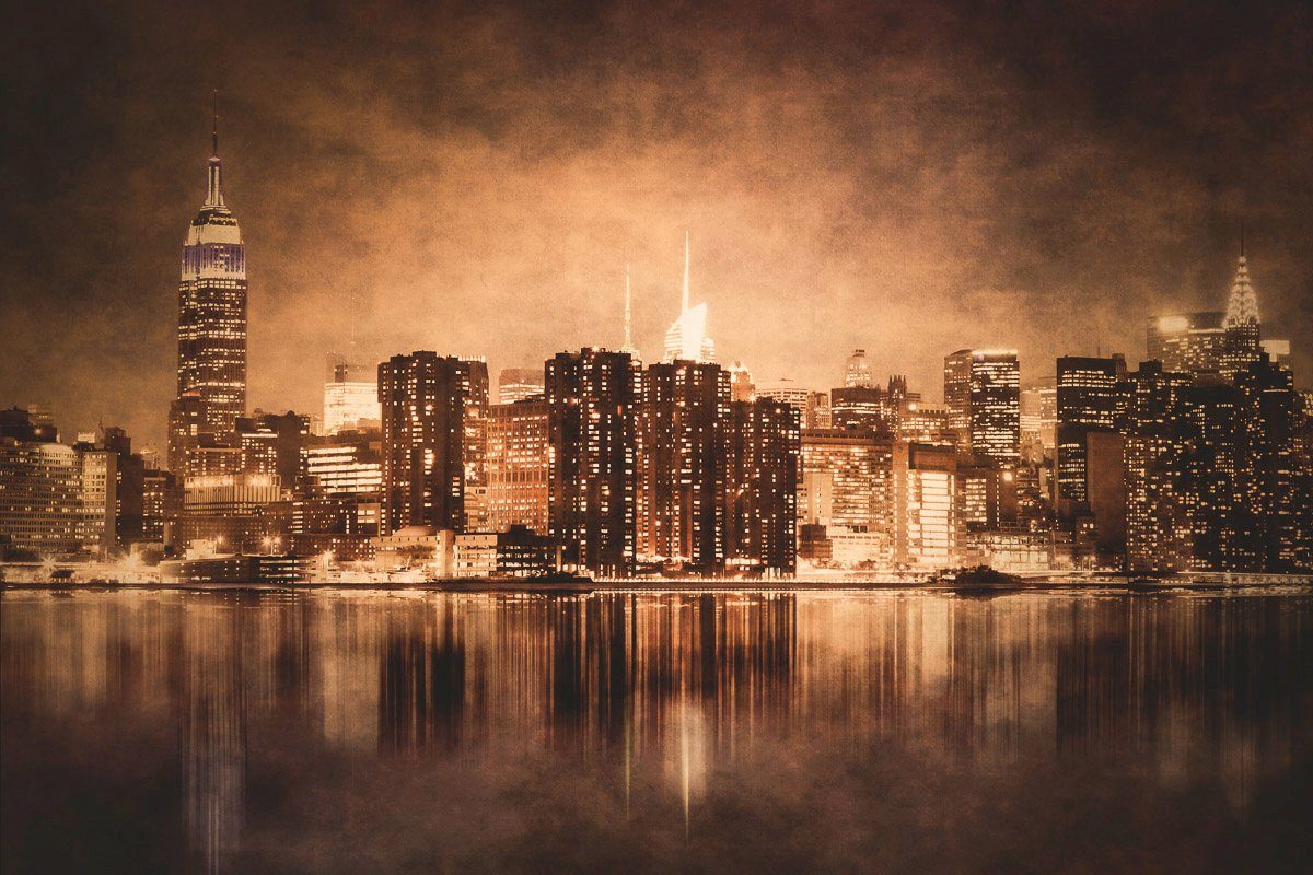 Papermoon BROOKLYN WANDDEKO YORK-CITY VINTAGE Fototapete NEW BRIDGE SKYLINE