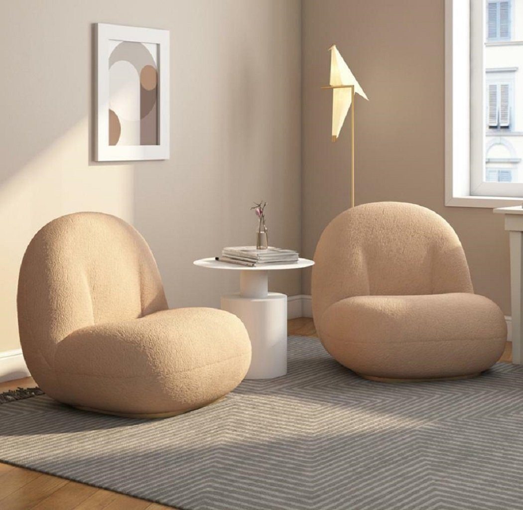 JVmoebel Sessel, Sessel Stoff Relax Sitz Couch Lounge Textil Sitzer Weiß Möbel Beige