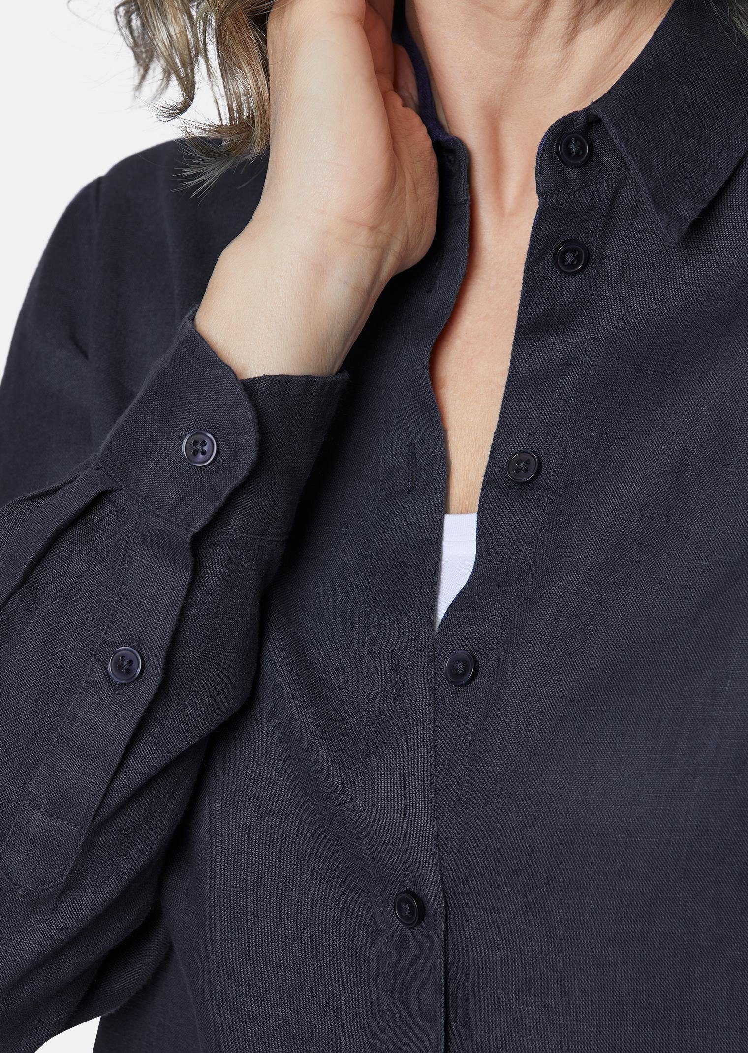 GOLDNER Langarmbluse Bequeme Damen Businessbluse Leichte Bluse aus reinem Leinen in Hemdblusenform