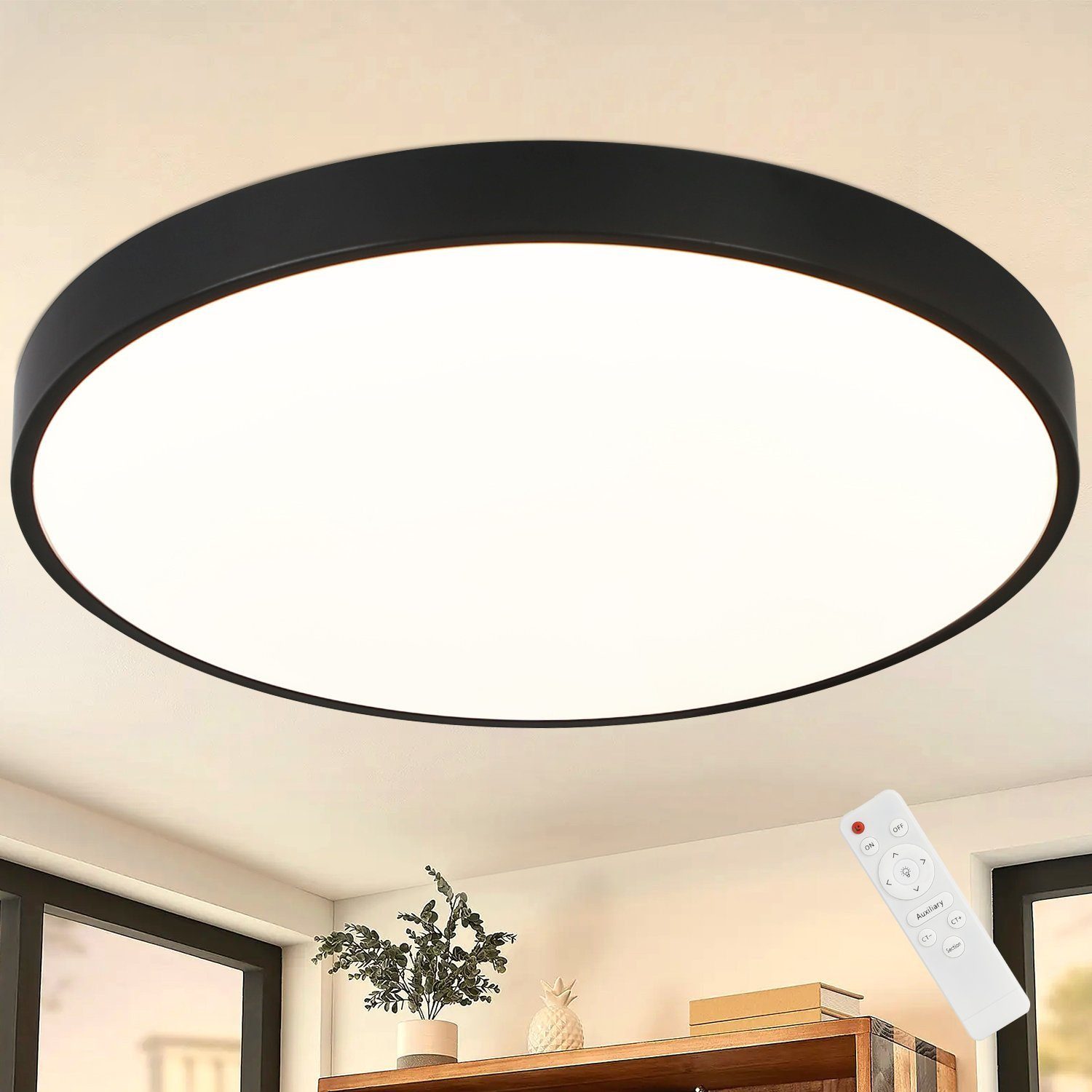 Nettlife LED Panel Schwarz Dimmbar Deckenlampe günstig online kaufen