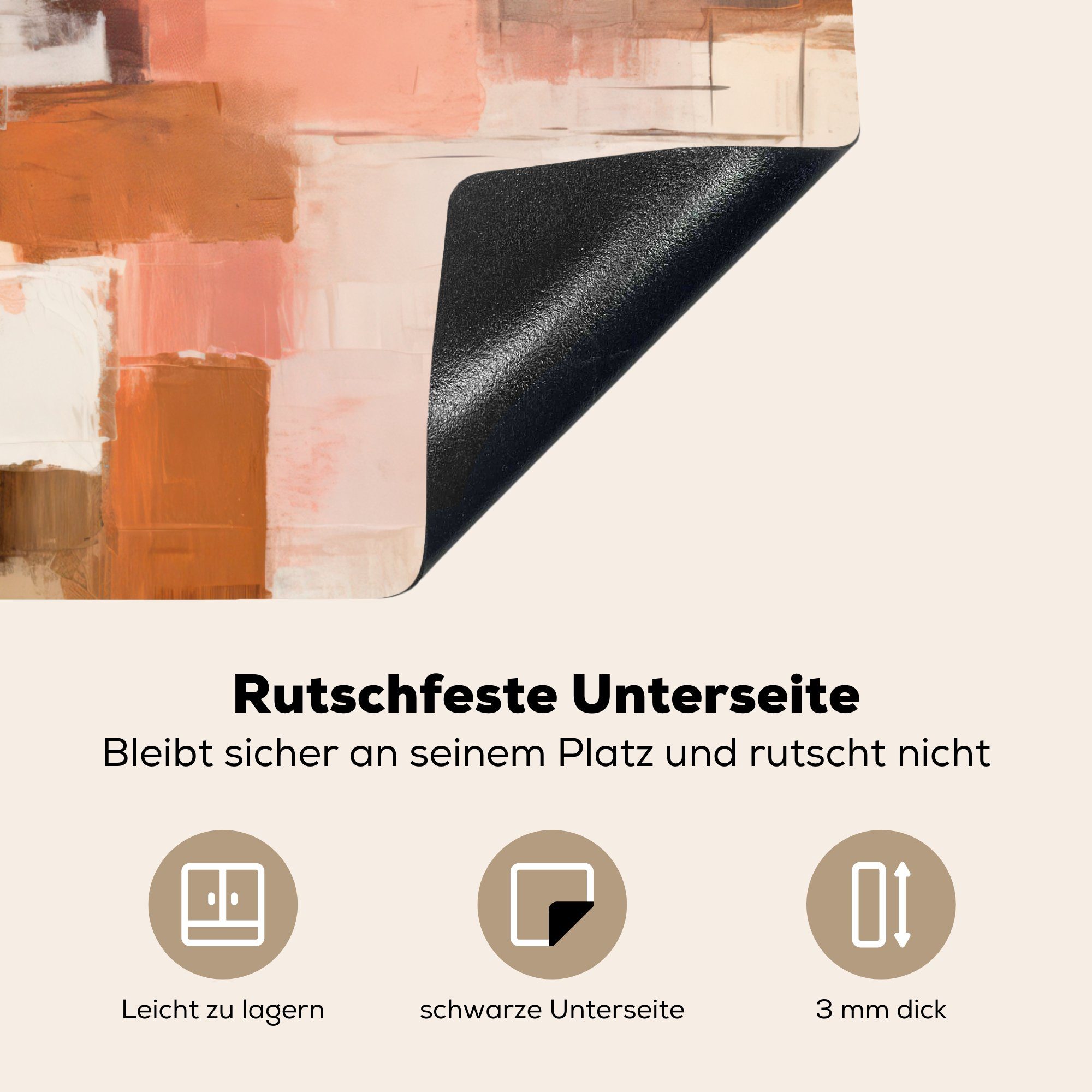 Ceranfeldabdeckung Rosa Abstrakt, tlg), cm, 60x52 Arbeitsfläche Mobile - (1 Herdblende-/Abdeckplatte Vinyl, nutzbar, MuchoWow Kunst -