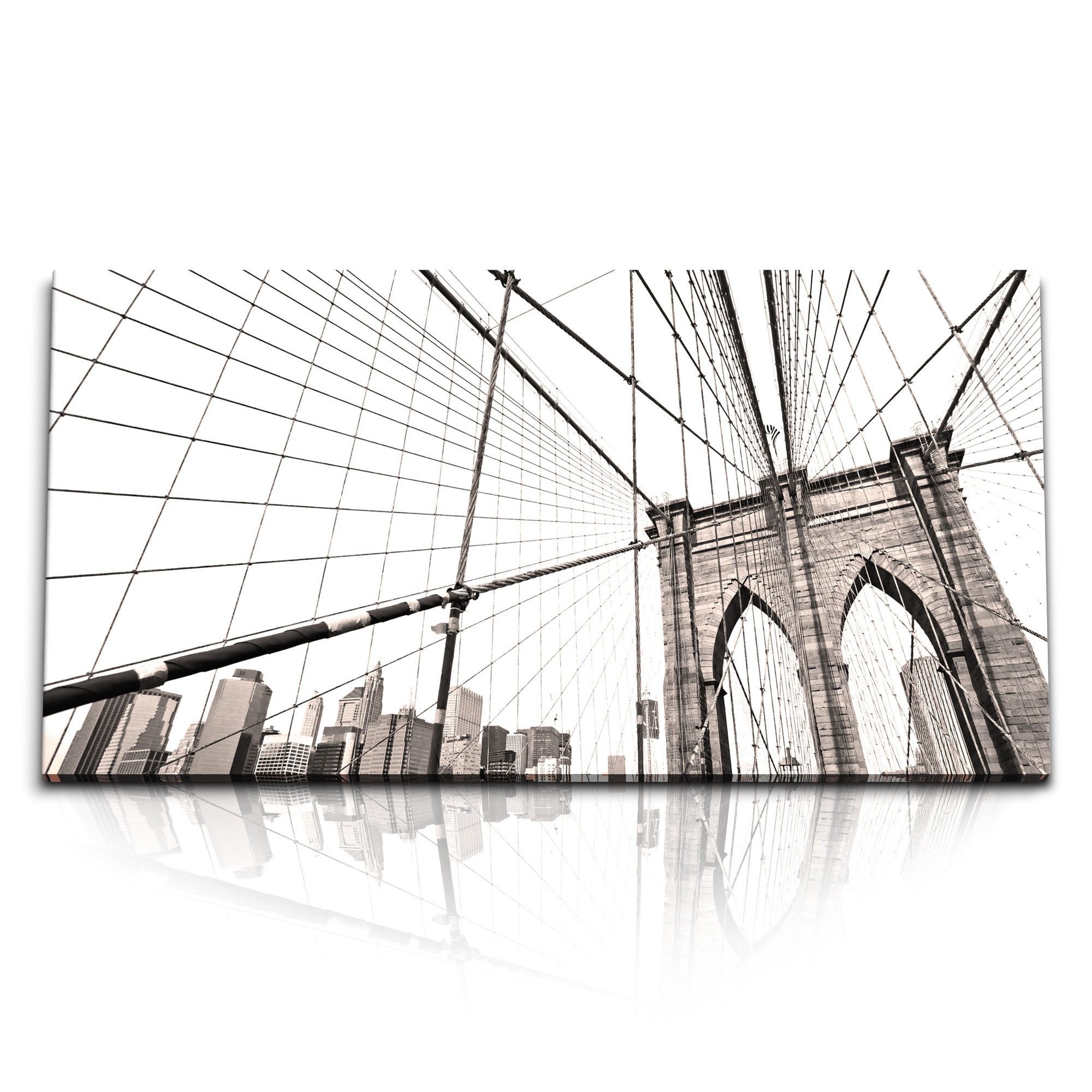 Leinwandbild Kunstdruck Bilder 120x60cm Brooklyn Bridge New York Brücke USA