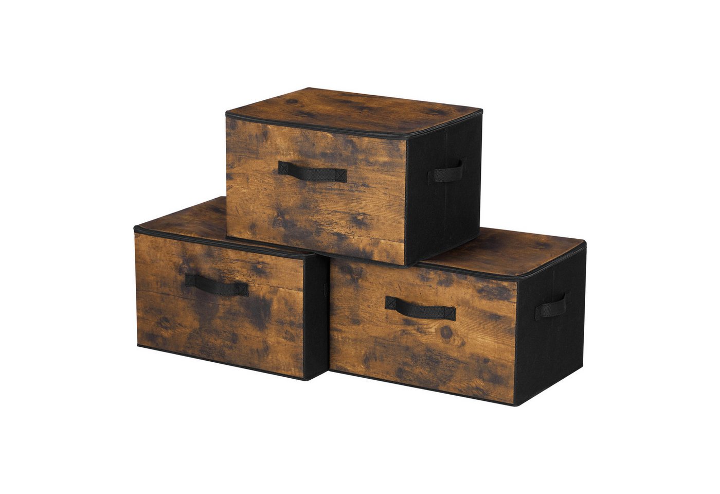 SONGMICS Aufbewahrungsbox mit Griffen, Kleidung Organizer, Vliesstoff, 3er Set, 40 x 30 x 25 cm
