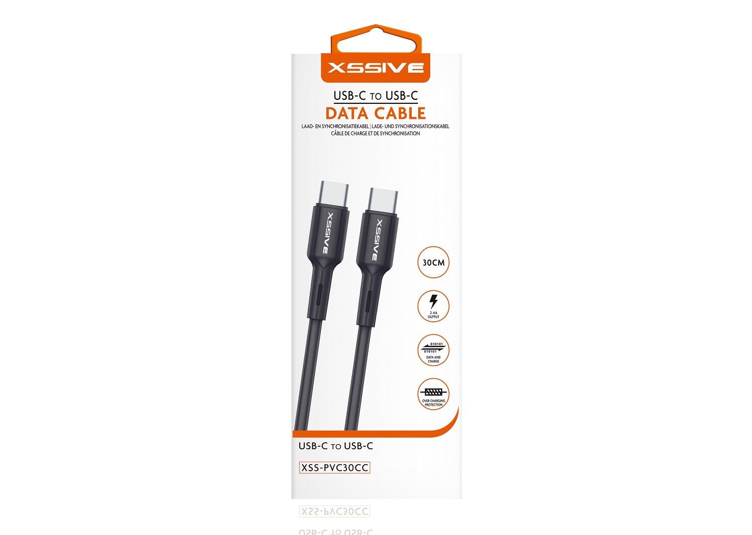 3 Meter USB-C zu USB-C Ladekabel 2.4A Output Datenkabel schwarz Smartphone-Kabel