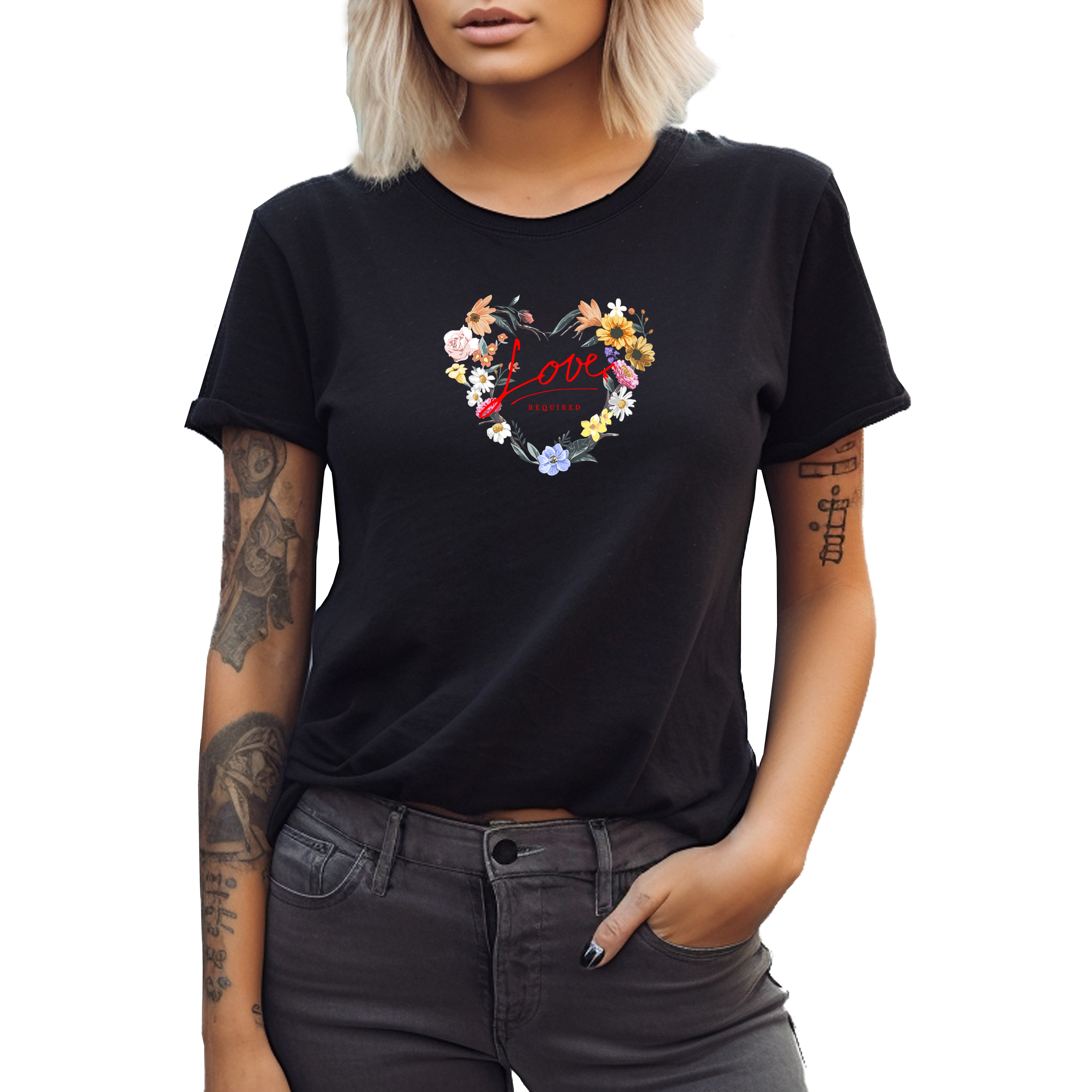 Banco T-Shirt Damen Freizeit Sommer Basic Rundhals Herz Love