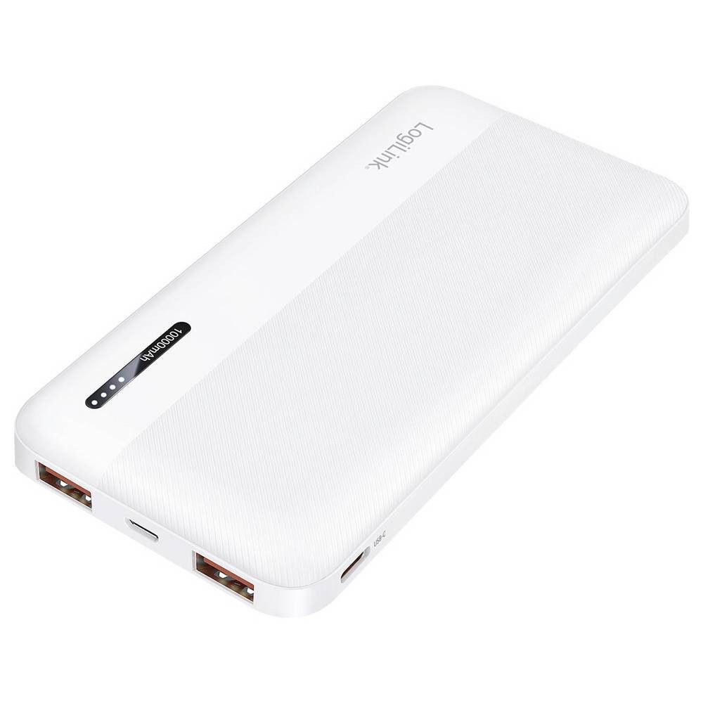 LogiLink PA0372W Powerbank 10000 mAh Fast Charge Li-Ion Weiß Statusanzeige Powerbank