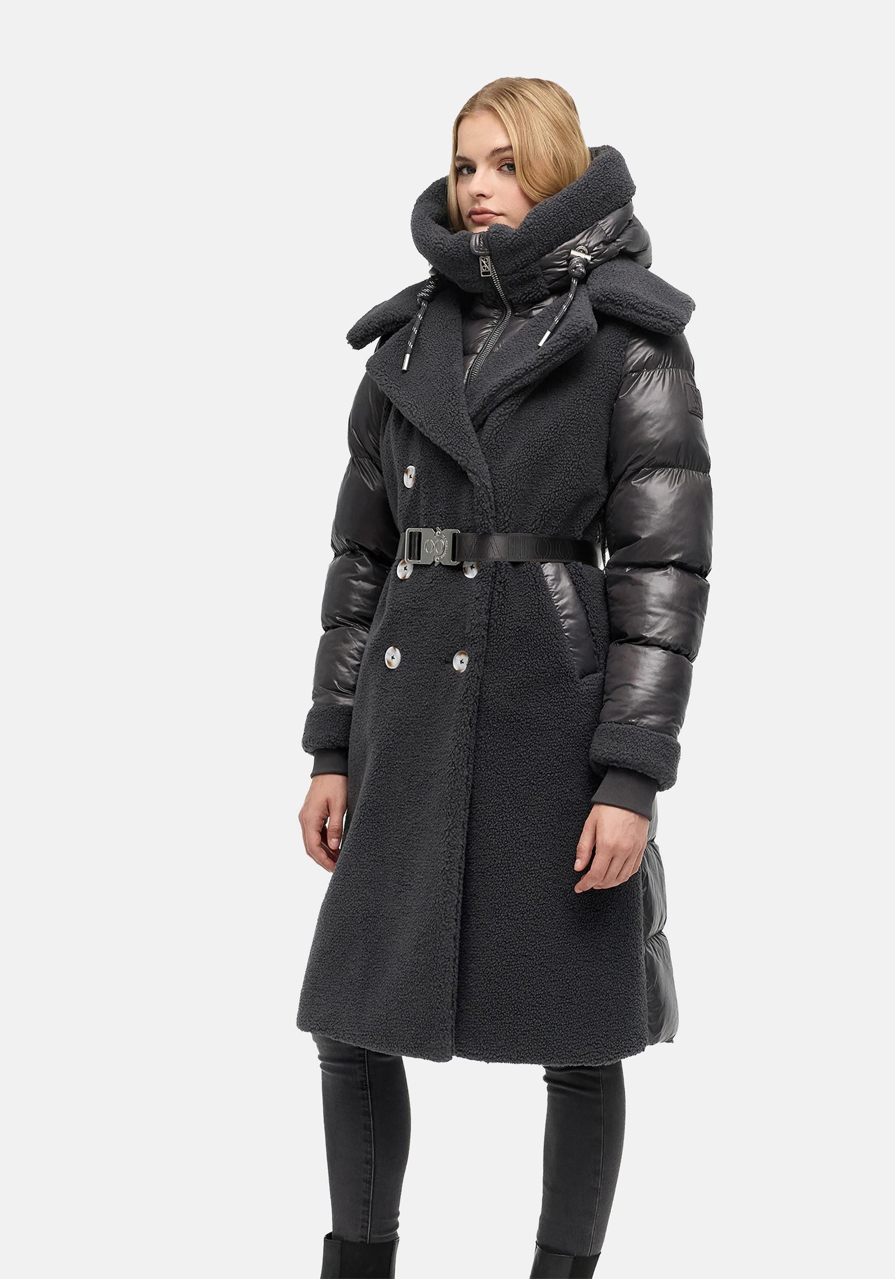 Navahoo Wintermantel Kuscheltraum 14 Modischer Damen Plüschmantel aus angesagtem Materialmix