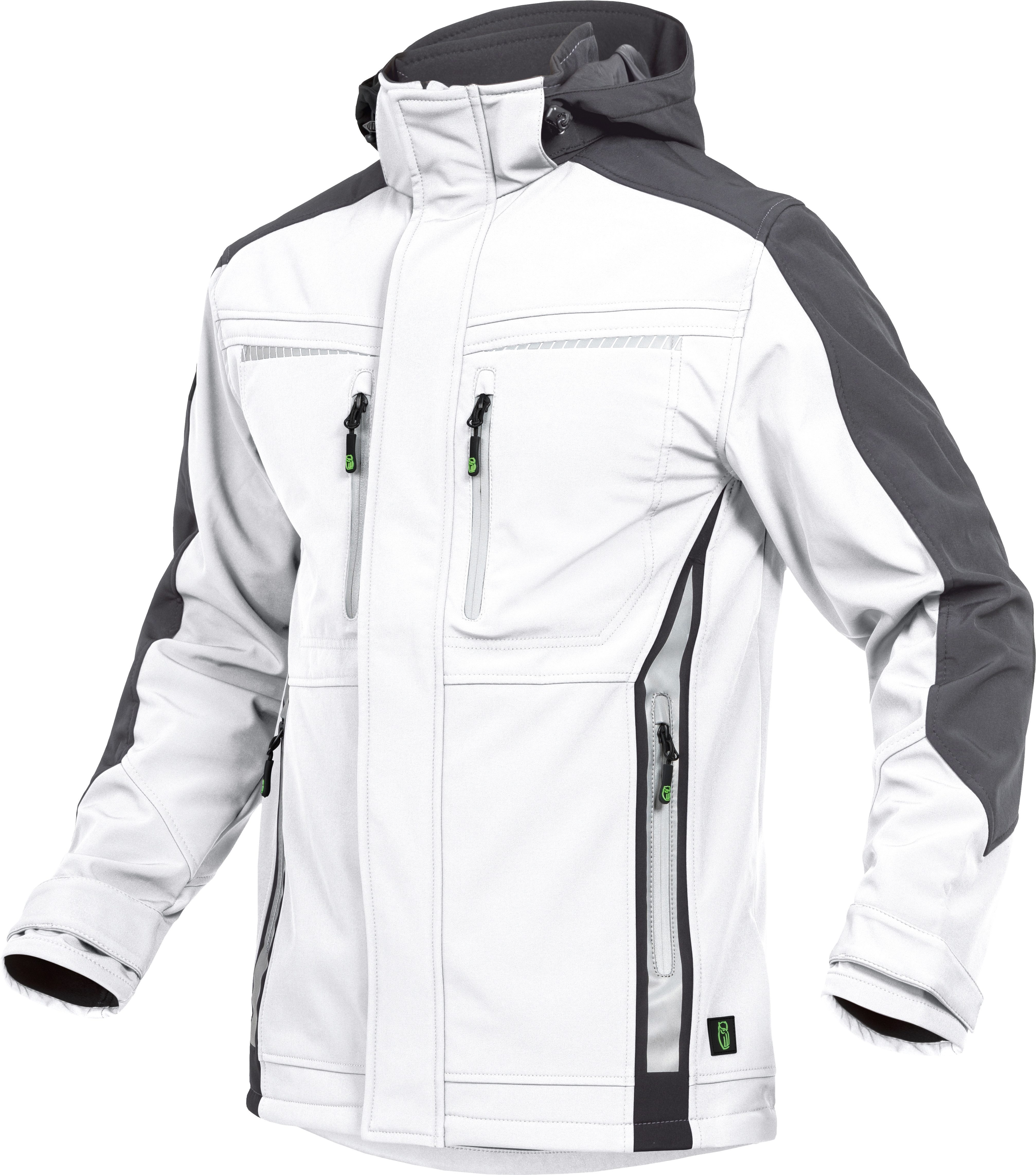 Leibwächter Softshelljacke Flex-Line Herren Übergangsjacke mit Kapuze (atmungsaktive Regenjacke, wasserdichte Softshell Arbeitsjacke) robustes 3-Lagenlaminat-Softshell, Reflektoren für gute Sichtbarkeit