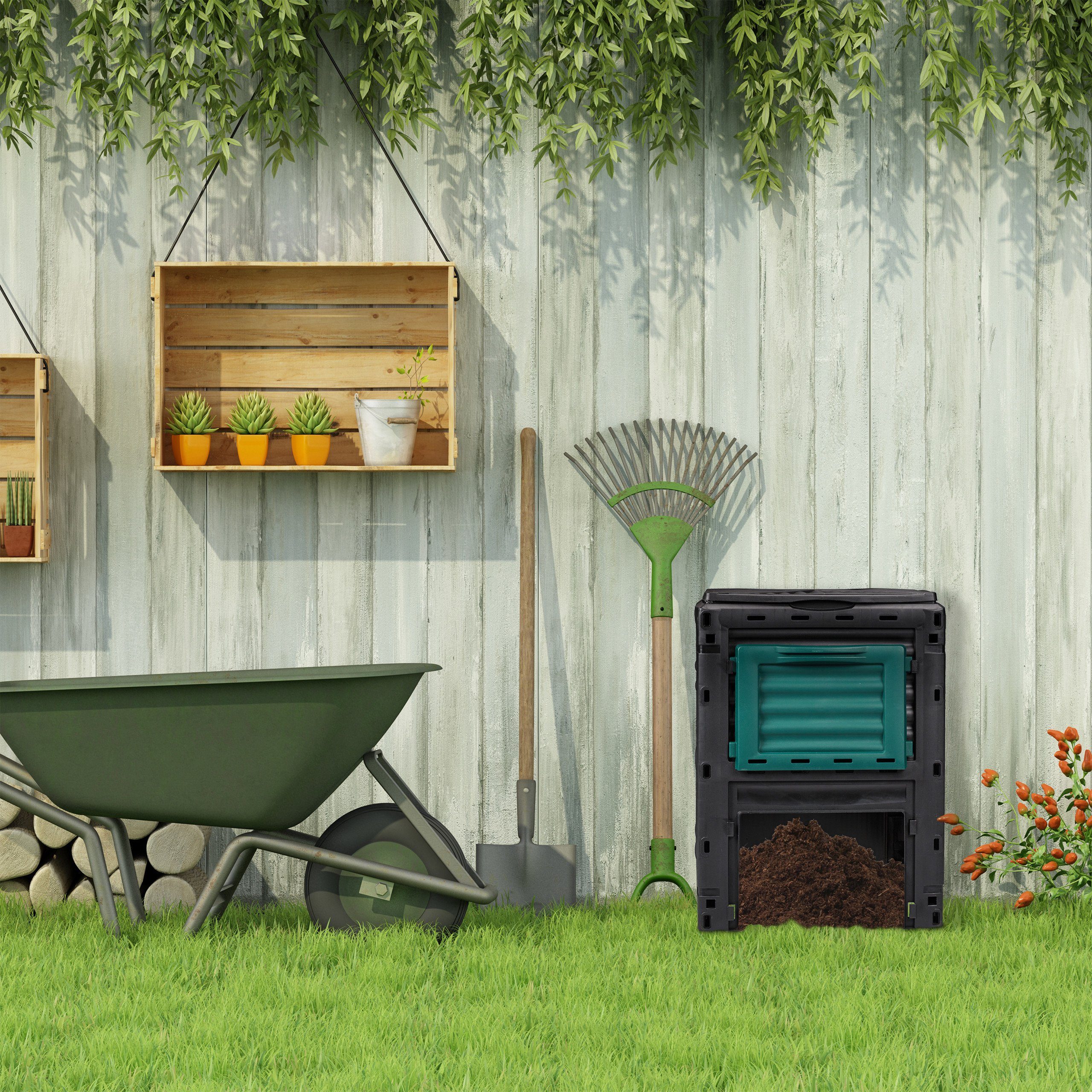 relaxdays Schnellkomposter Komposter aus Kunststoff 230 l, BxTxH: 60x57x80 cm, 230 l, (1 St) – Bild 2 von 5