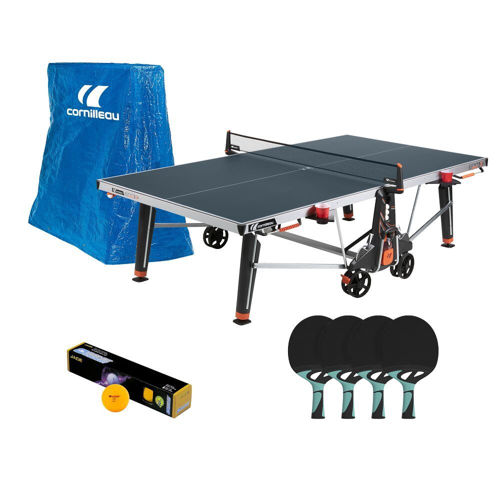 Cornilleau Tischtennisplatte Tischtennis-Set 600X, TT-Komplettset für den Einsatz im Freien