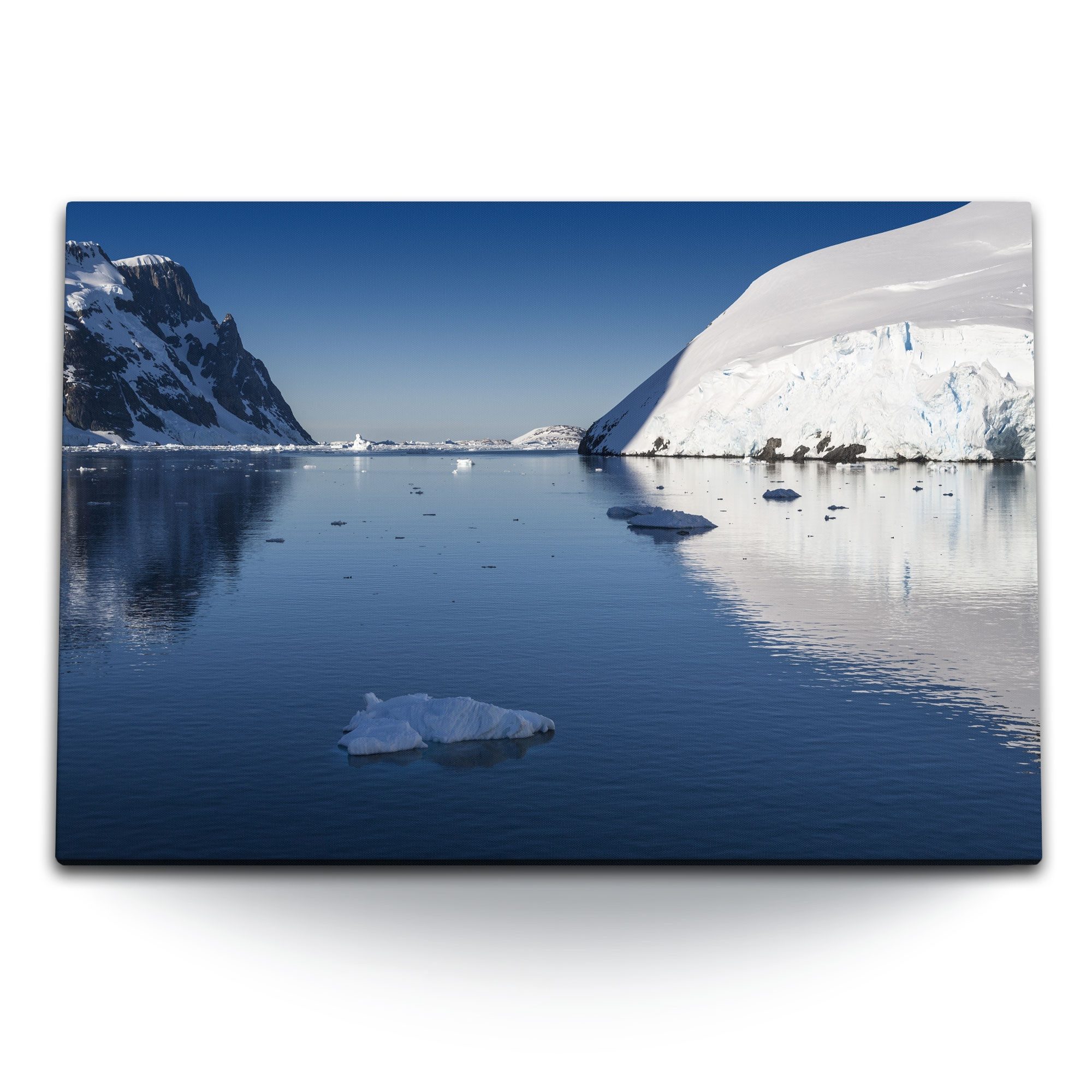 Leinwandbild 120x80cm Wandbild auf Leinwand Norwegen Meer Eisberge Natur Berge
