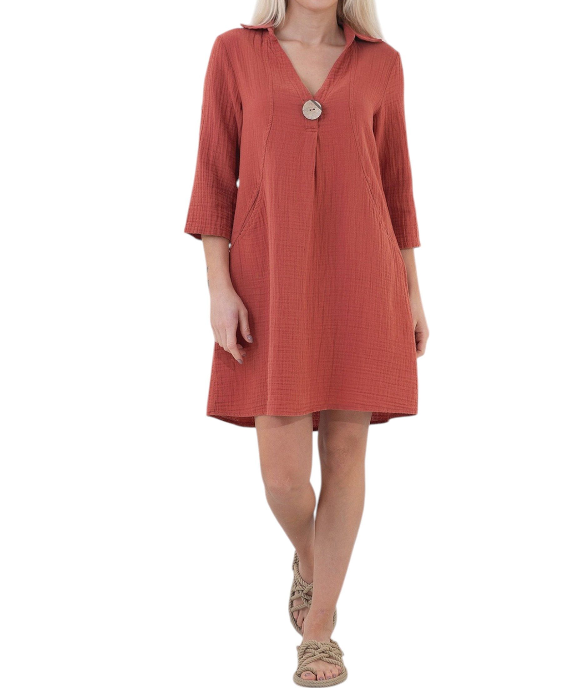 WENOR Tunikakleid 100 % Baumwolle, Musselin, mit Taschen, Einheitsgröße (34 günstig online kaufen