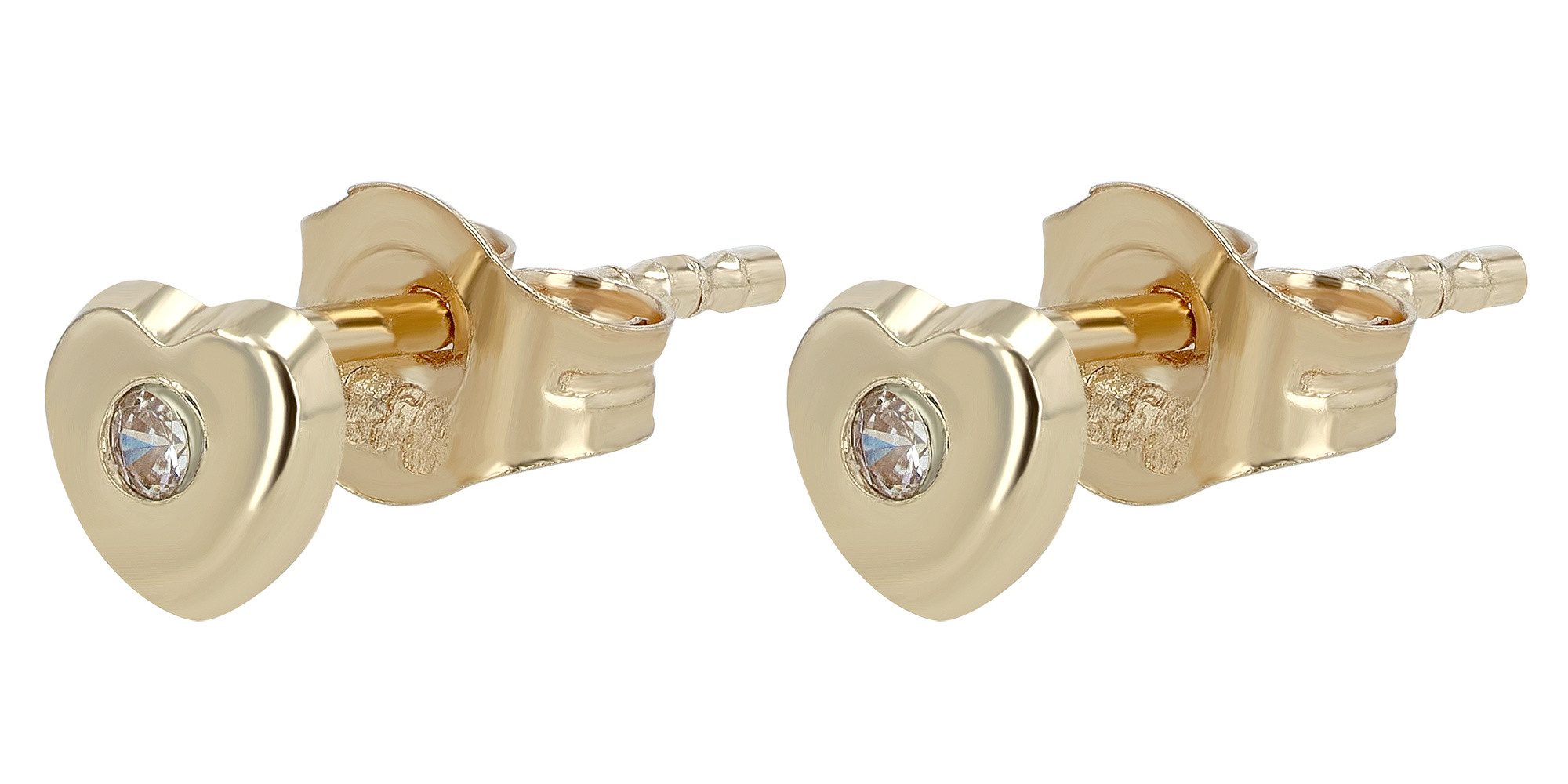 Paar Ohrhänger Ohrringe – Ohrstecker Herz aus 333 Gold mit Zirkonia