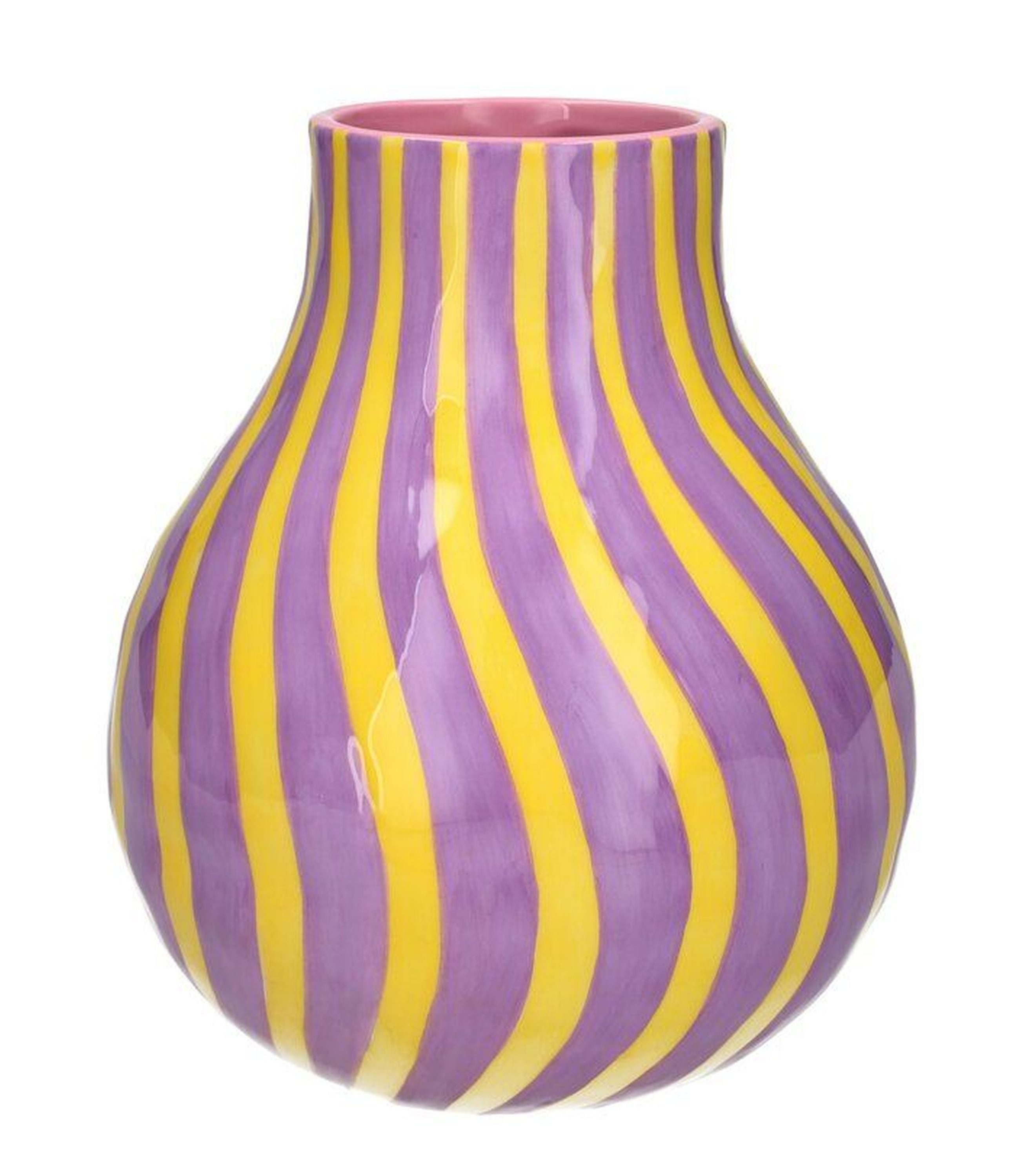 Giftcompany Blumentopf Giftcompany - Vase Blumenvase "Artisan" Keramik Streifen Lila Gelb