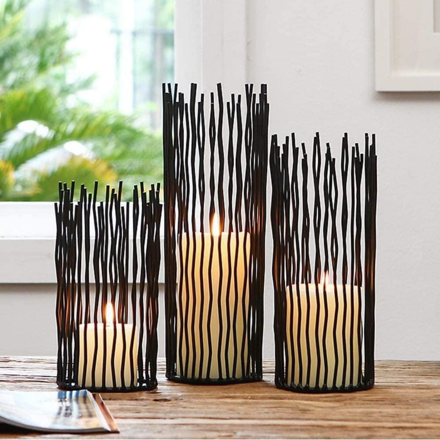 LuxusKollektion Tischkerzenhalter Kerzenhalter Set 3 Metall schwarz (3 St)