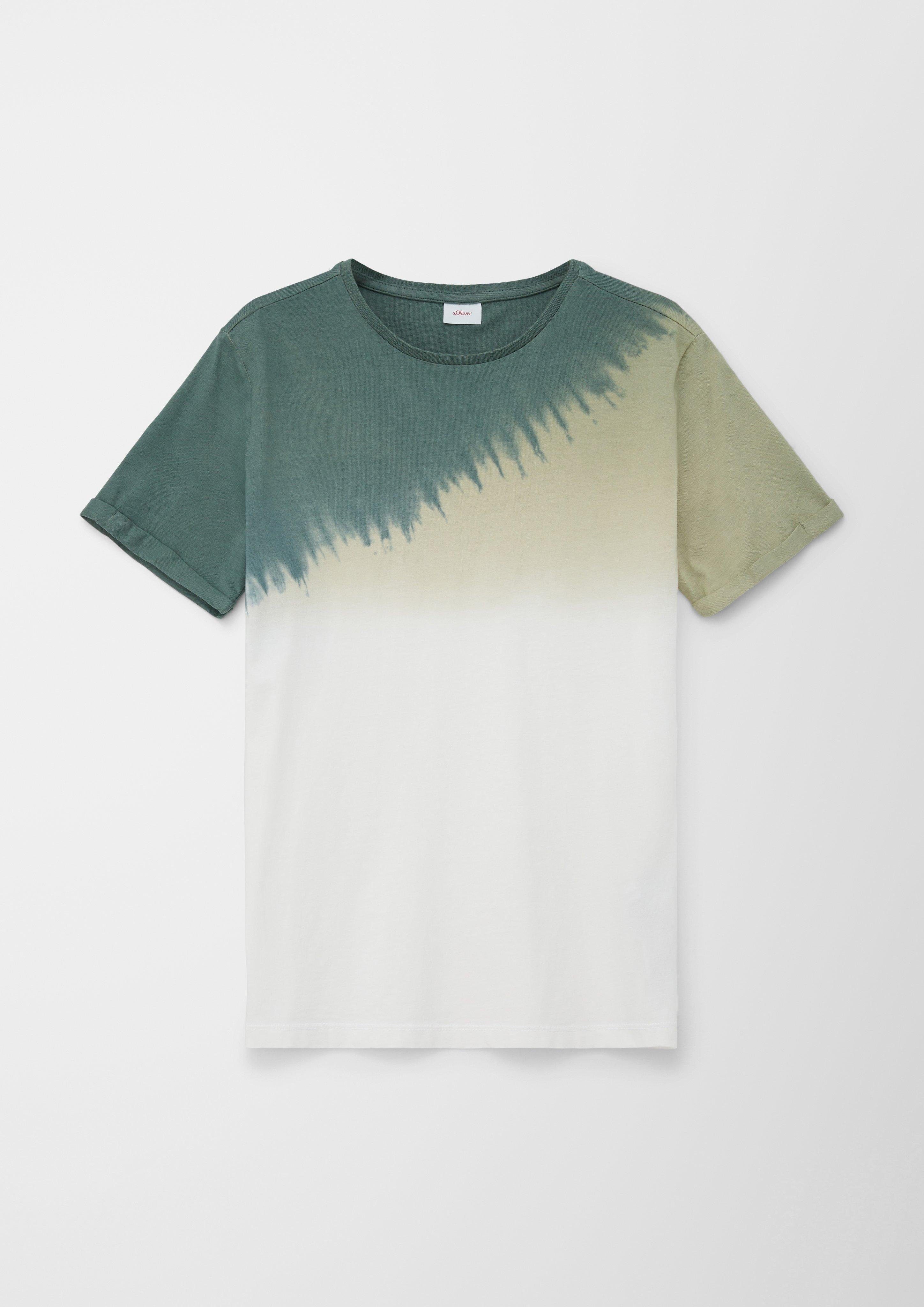 s.Oliver Kurzarmshirt T-Shirt mit Dip Dye Dip Dye petrol | T-Shirts