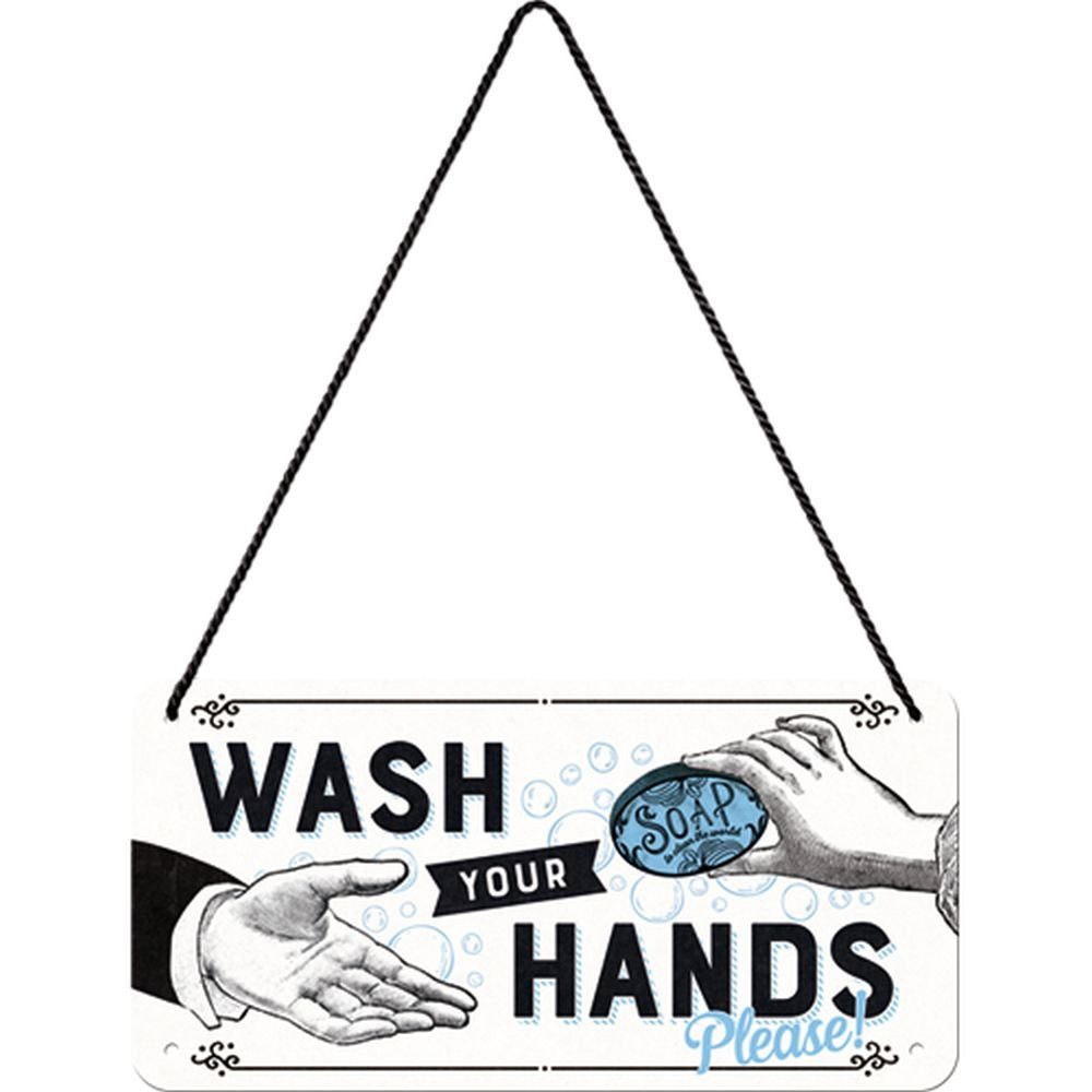 Metallschild Hängeschild - Achtung - Wash Your Hands