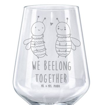 Mr. & Mrs. Panda Rotweinglas Biene Verliebt - Transparent - Geschenk, Rotweinglas, Hochwertige Wei, Premium Glas, Feine Lasergravur