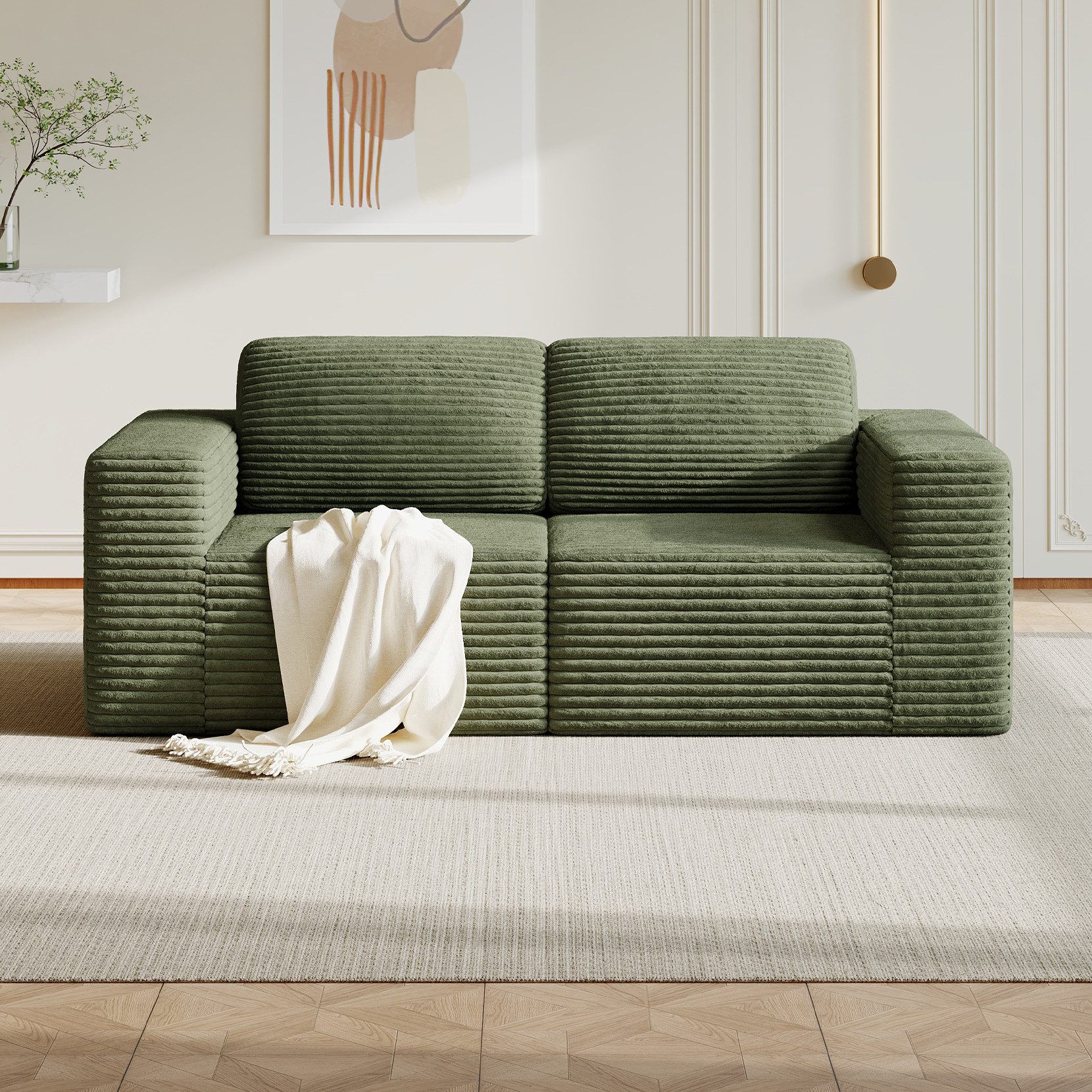 OUNUO Ecksofa Ecksofa Modularer KordKordstuhl mit Hochelastischem Schwamm