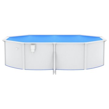 furnicato Pool mit Stahlwand Oval 490x360x120 cm Weiß