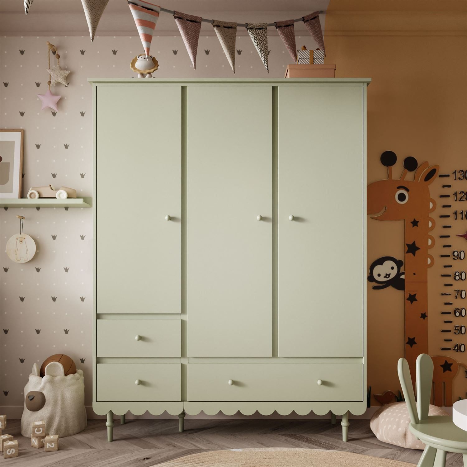 Lookway Kinderkleiderschrank BABUSHKA Dreitüriger Kleiderschrank mit günstig online kaufen
