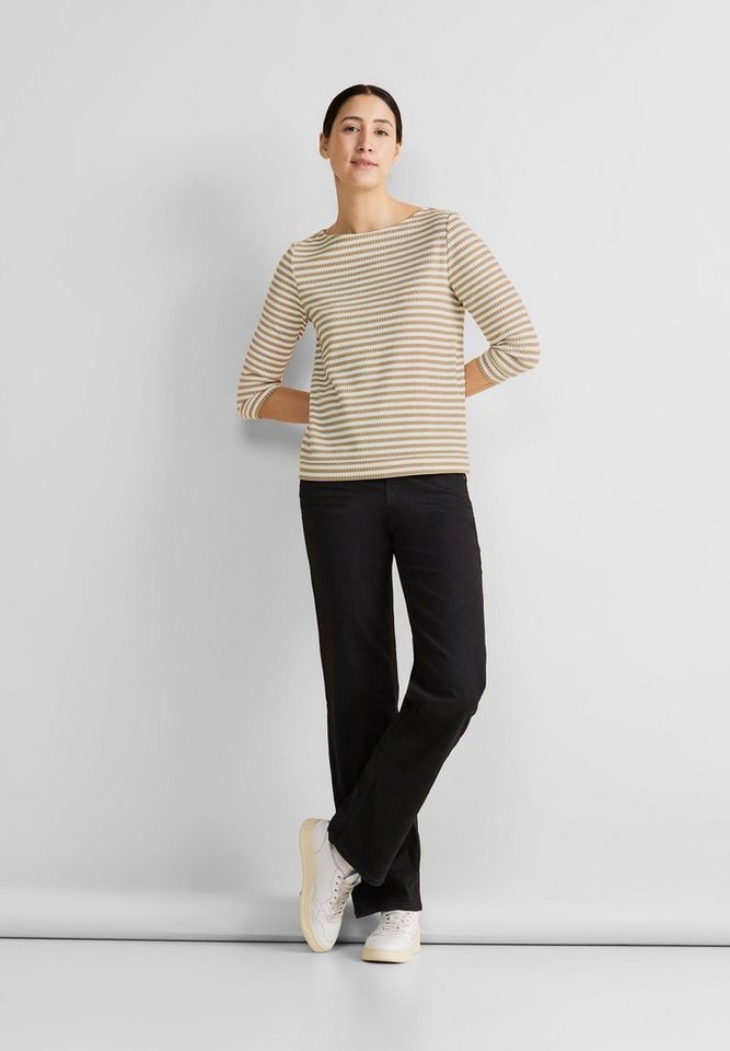 STREET ONE 3/4-Arm-Shirt in gestreifter Optik, Jersey aus elastischem  Baumwolle-Polyester-Mix