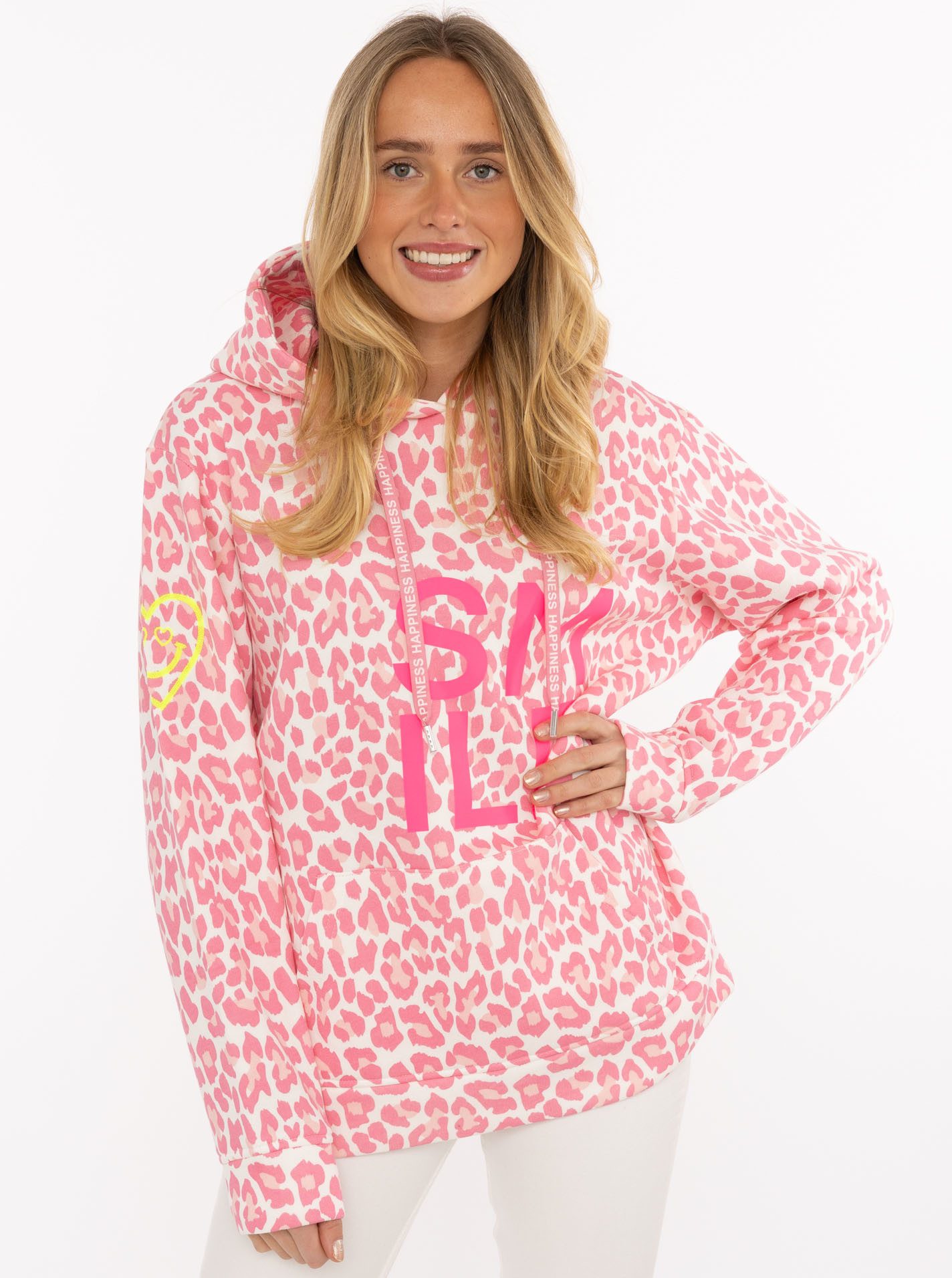 Zwillingsherz Hoodie "Alissa Leo AOP" mit SMILE Print, Kapuze, Leo Muster günstig online kaufen