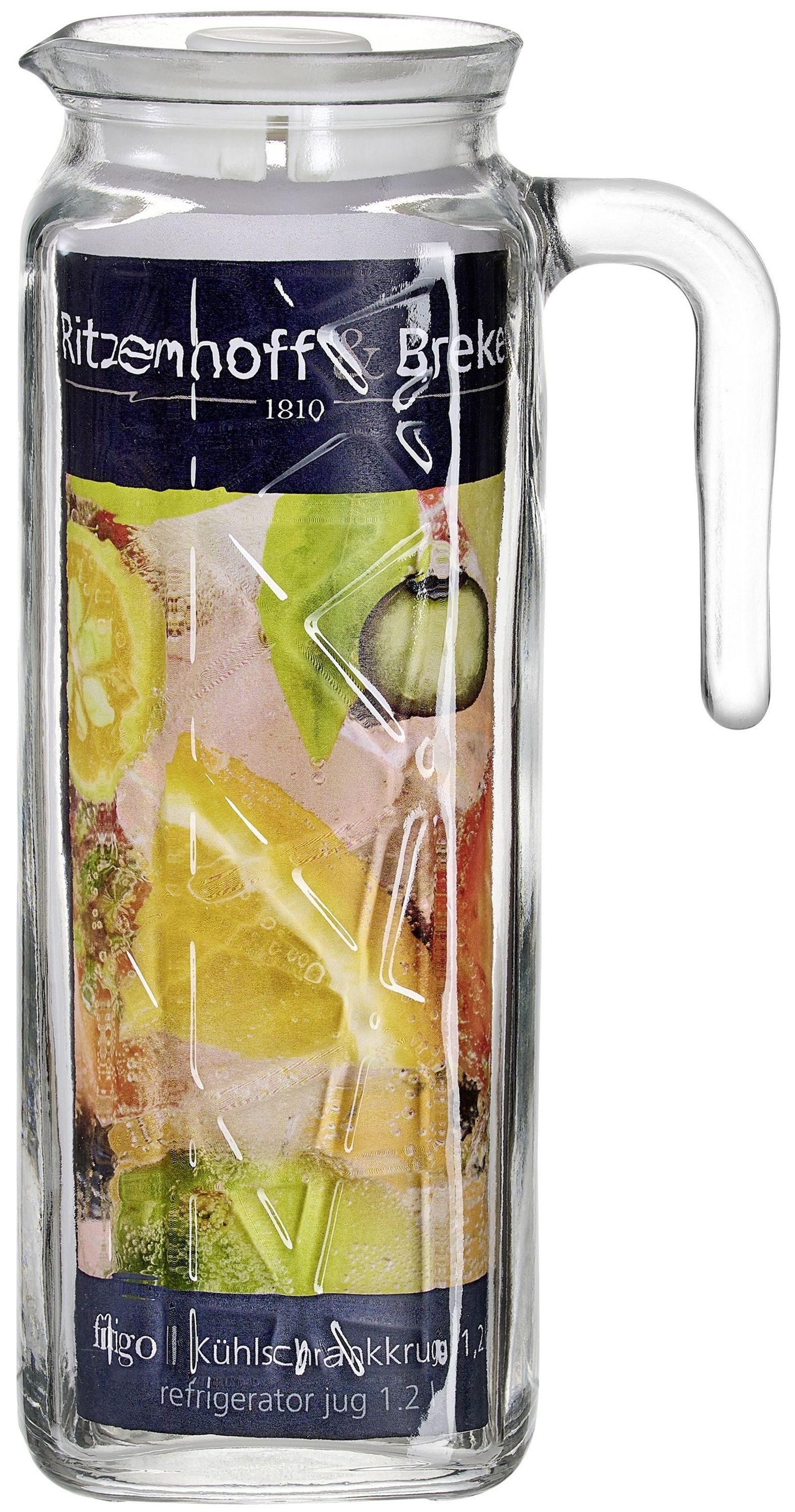 Ritzenhoff & Breker Wasserkrug Krug Frigo mit Deckel 1,2 Liter, Passend für Kühlschrankfächer