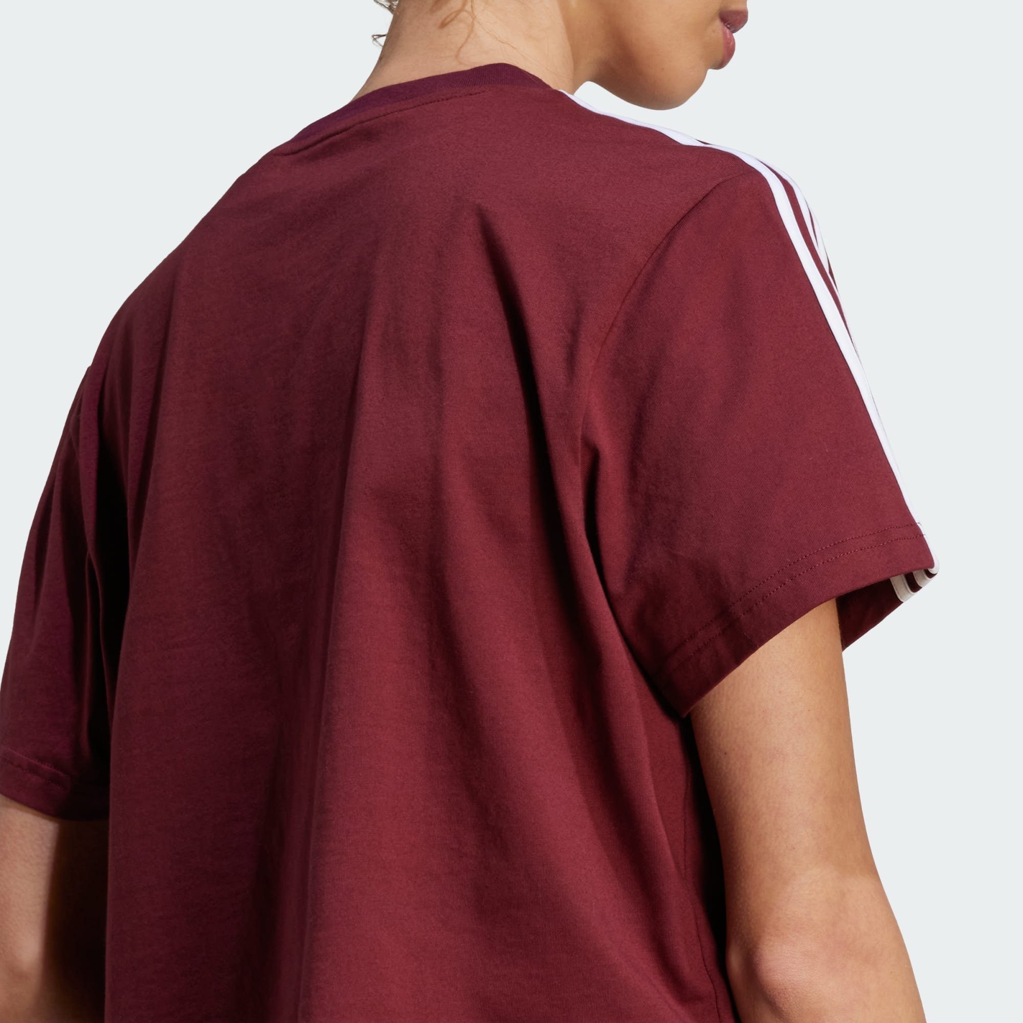 SINGLE CROP-TOP T-Shirt adidas JERSEY Sportswear 3-STREIFEN ESSENTIALS / White Red Shadow