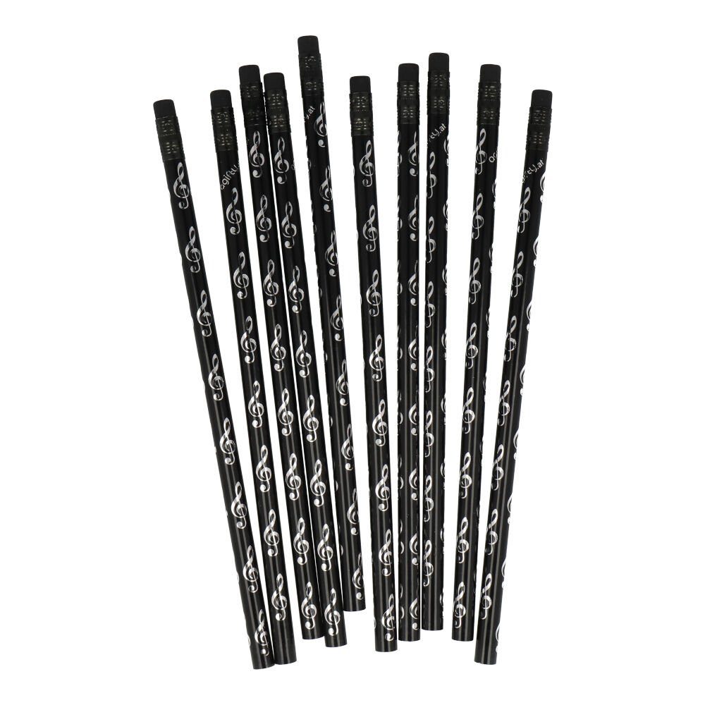 mugesh Bleistift Bleistift Violinschlüssel schwarz/glänzend (10-Stück-Packung), für Musiker silber