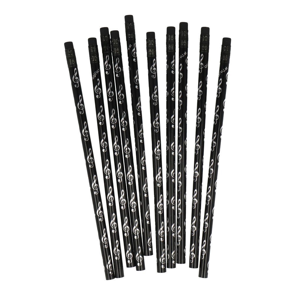mugesh Bleistift Bleistift Violinschlüssel schwarz/glänzend (10er-Set), für Musiker