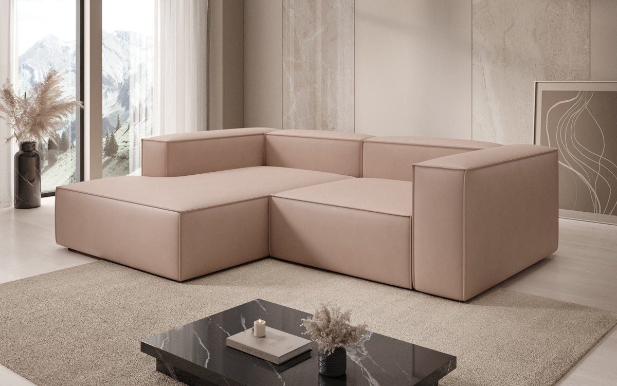 Luxusbetten24 Sofa Designer Sofa Lesley L Mini in Echtleder, mit pflegeleichter und robuster Oberfläche