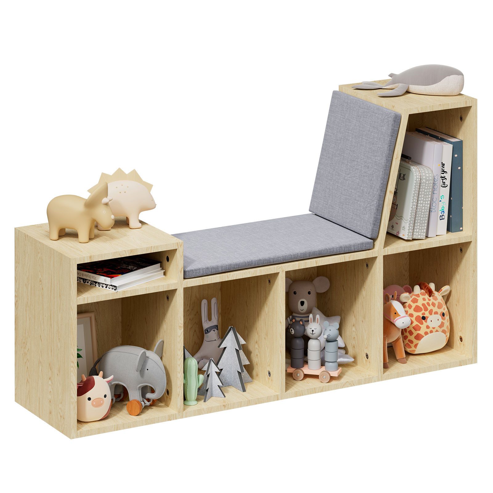 radelldar Bücherregal Kinderregal Spielzeugablage mit Sitz günstig online kaufen