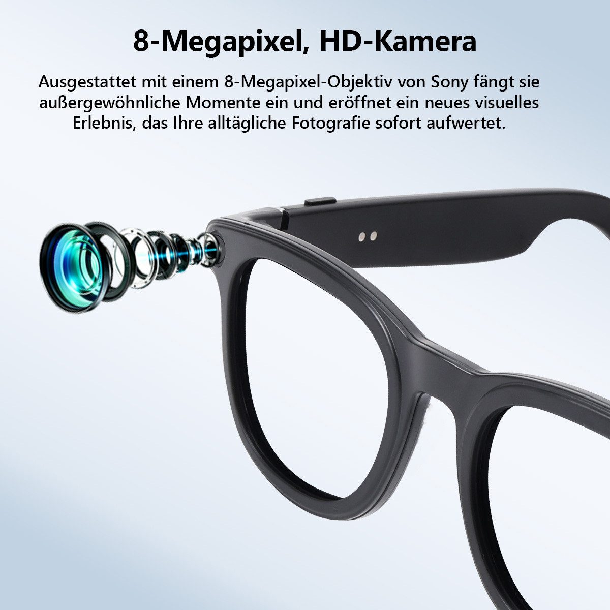 AeroAxis Videobrille AI Smart Glasses Sonnenbrille Video Brille mit HD 1080P Kamera, Bluetooth Übersetzungsbrille Brille,Touch-Steuerung, Sprachassistent – Bild 3 von 5
