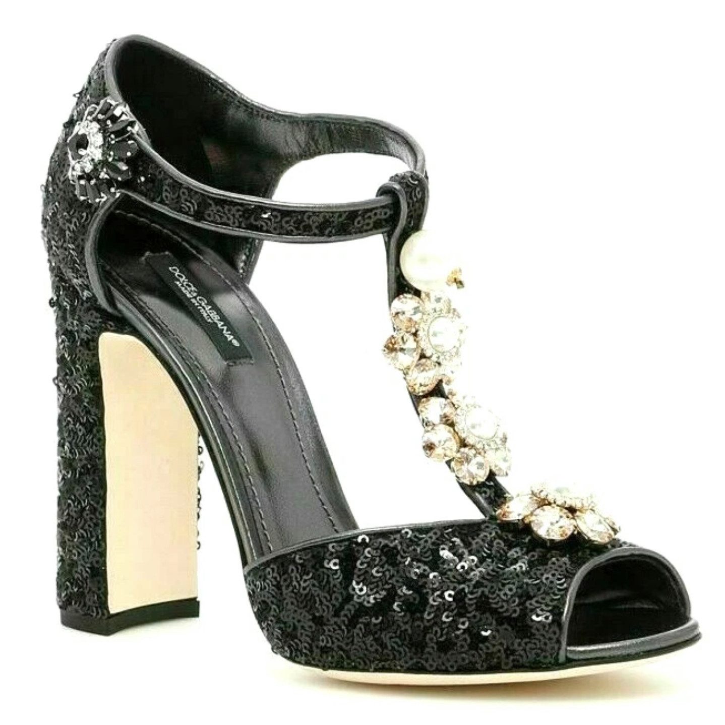 DOLCE & GABBANA Luxuriöse High Heels mit Pailletten, Kristallen und Perlenbesatz Туфли mit Pailletten, Kristallen und Perlenbesatz