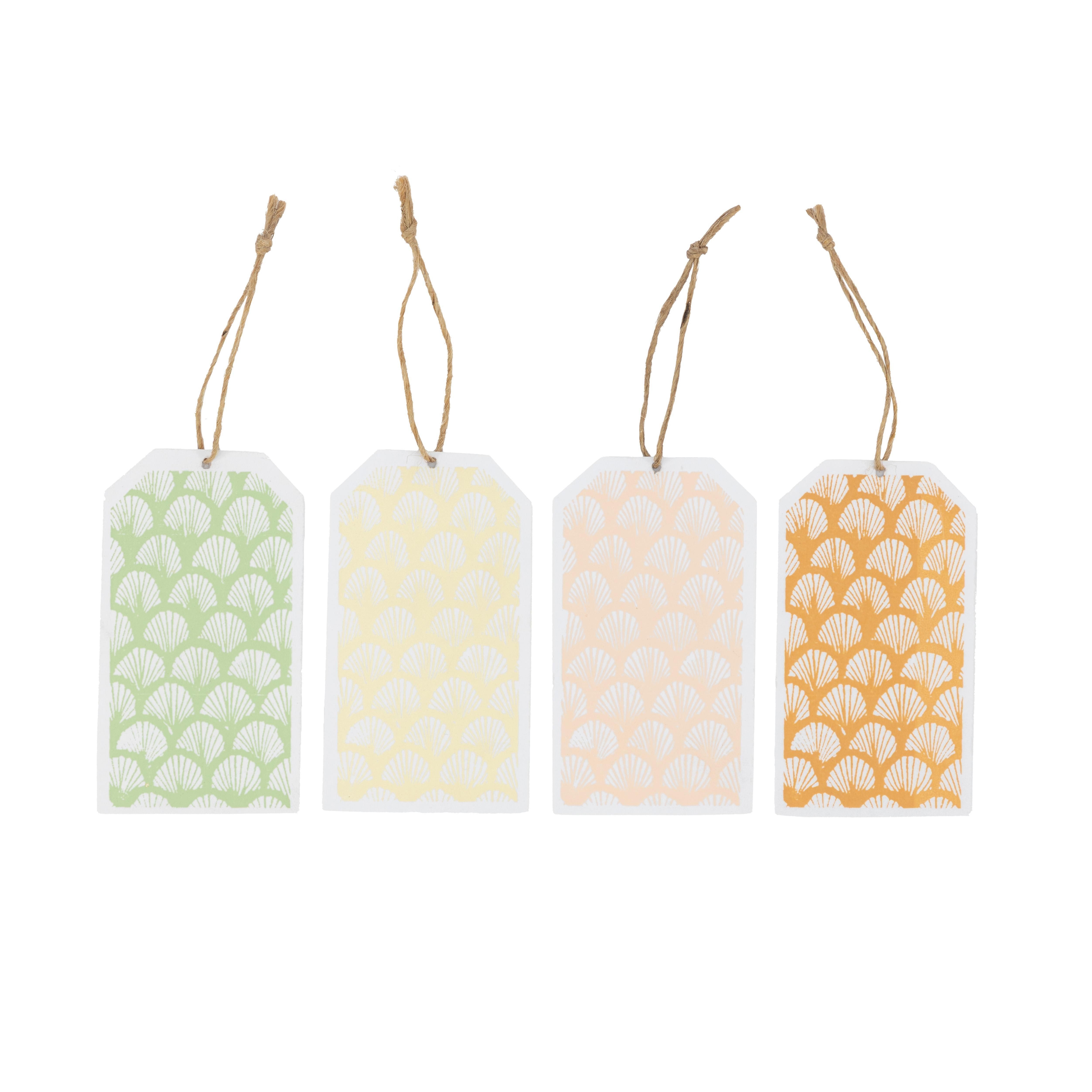 El Puente Geschenkkarte Geschenkanhänger "Blätter", 4er-Set, Handmade, Fair Trade