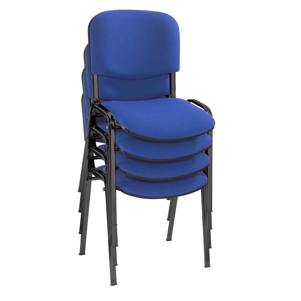 Besucherstuhl 4 Besucherstühle ISO BLACK stapelbar blau/schwarz